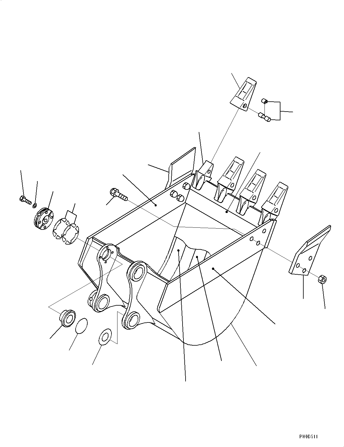 Excavators Komatsu / PC88MR-8 S/N 5001-UP (EU Spec.)(0000135c) / Bucket (#5001-)(T027001 : T1510-010001)