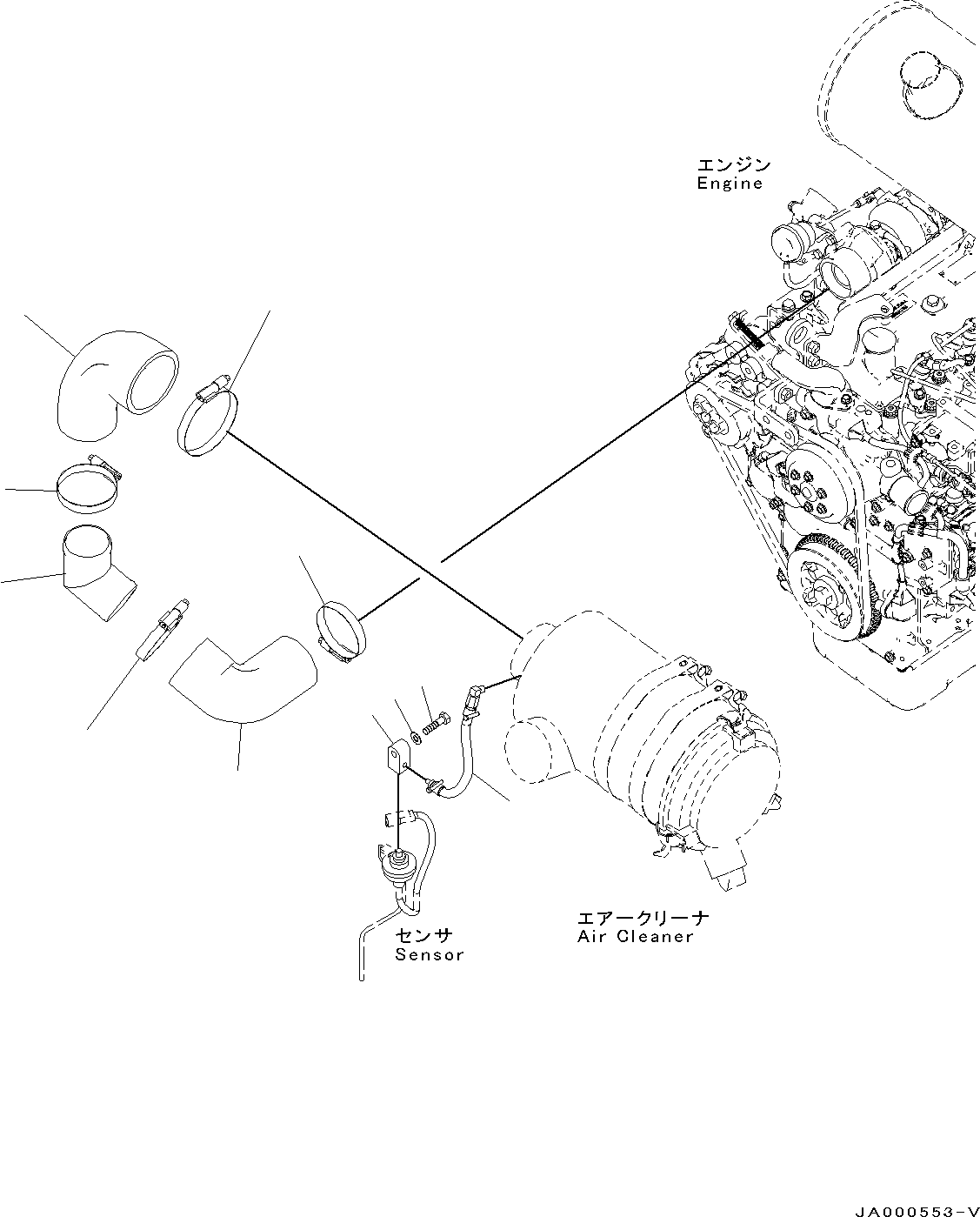 Bulldozers Komatsu / D31EX-22 S/N 60001-UP(0000137c) / Air Cleaner, Piping (#60001-)(B004004 : A1410-003004)