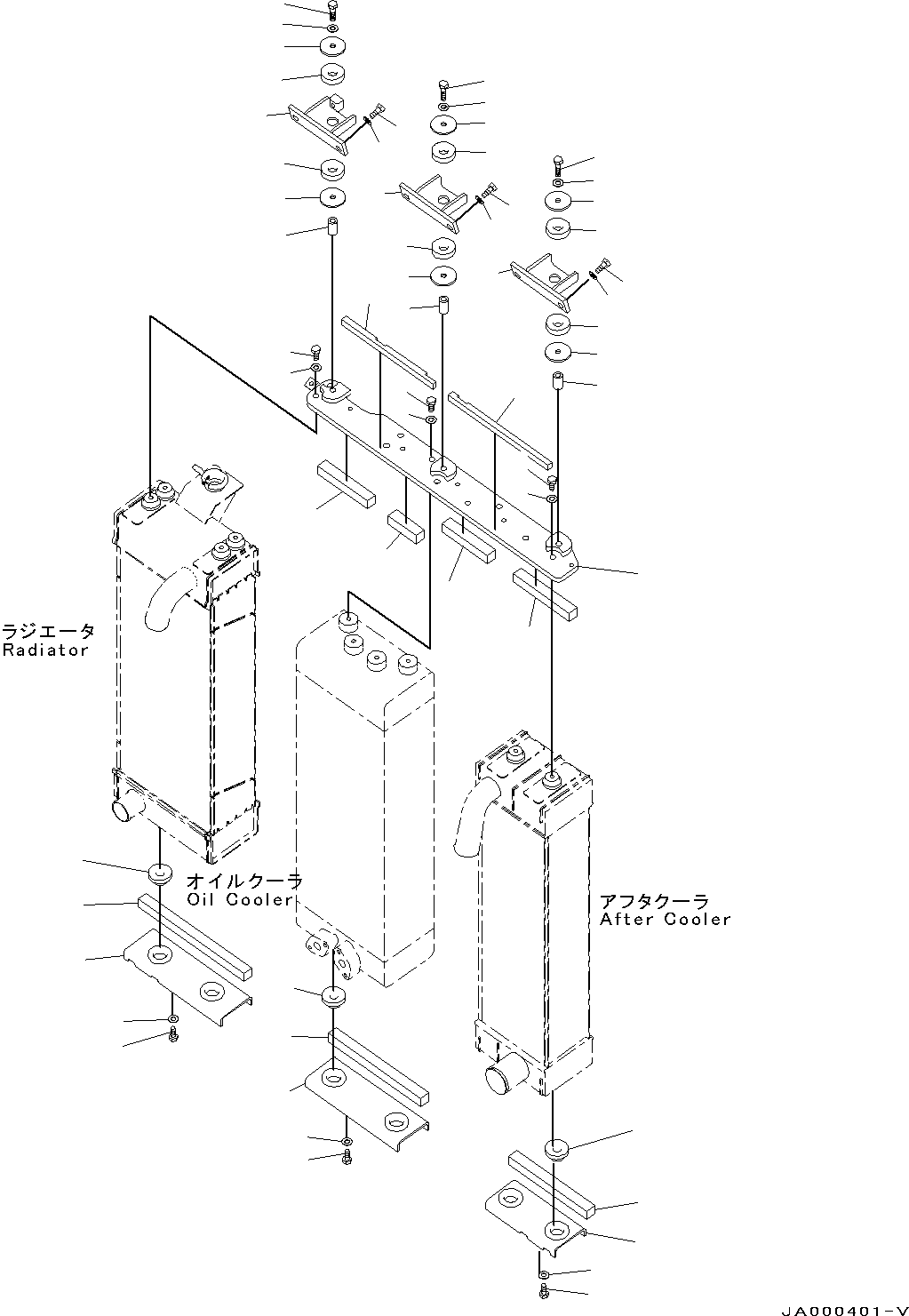Bulldozers Komatsu / D31EX-22 S/N 60001-UP(0000137c) / Cooling System, Mounting (#60001-)(C001002 : C0100-001002)