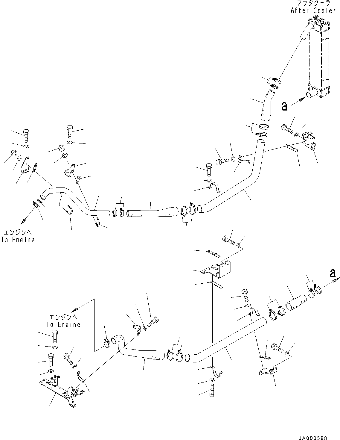 Bulldozers Komatsu / D31EX-22 S/N 60001-UP(0000137c) / Cooling System, Aftercooler Piping (#60001-)(C001013 : C0100-001012)
