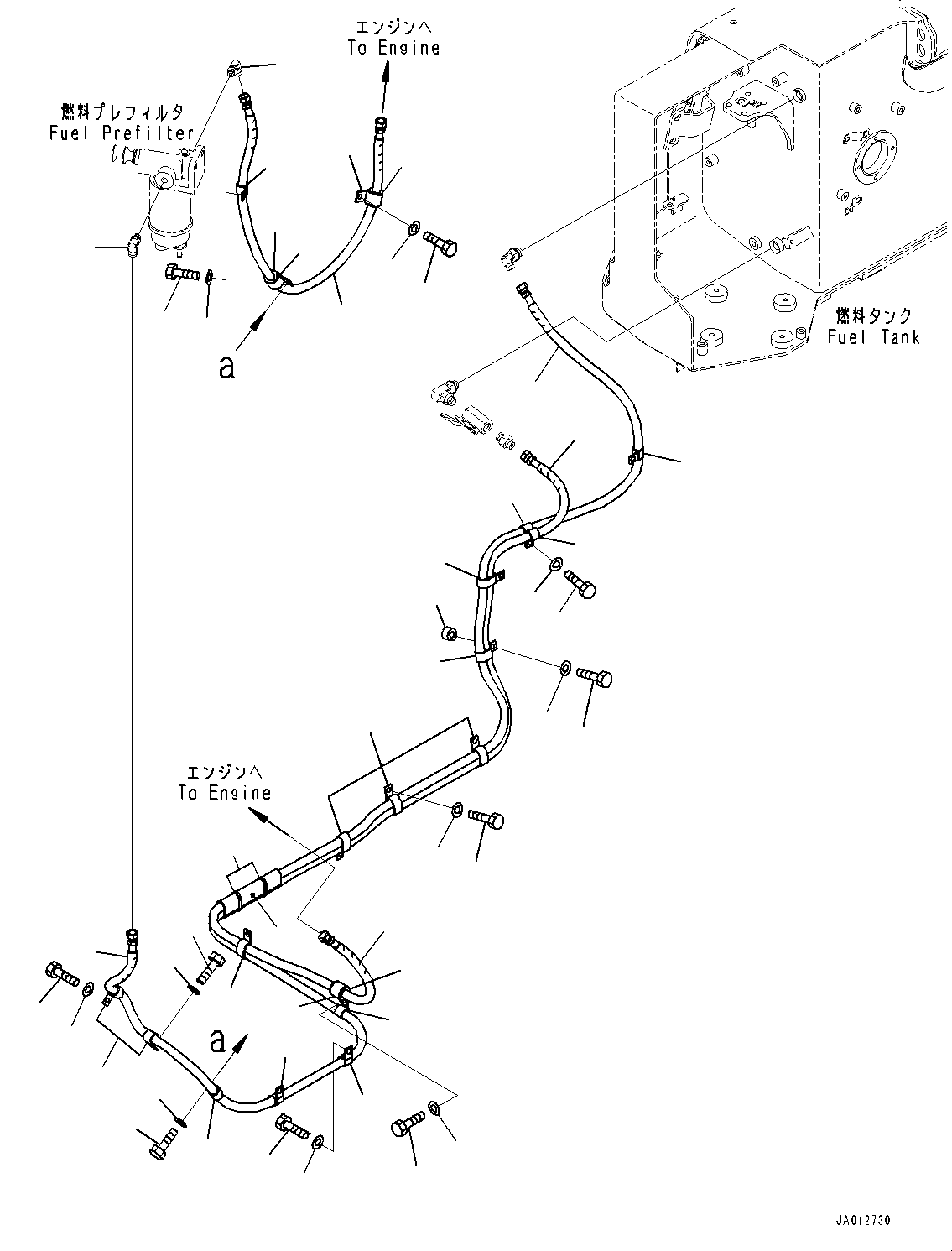 Bulldozers Komatsu / D31EX-22 S/N 60001-UP(0000137c) / Fuel Supply Piping, Piping (#60001-)(D003001 : D0200-001001)