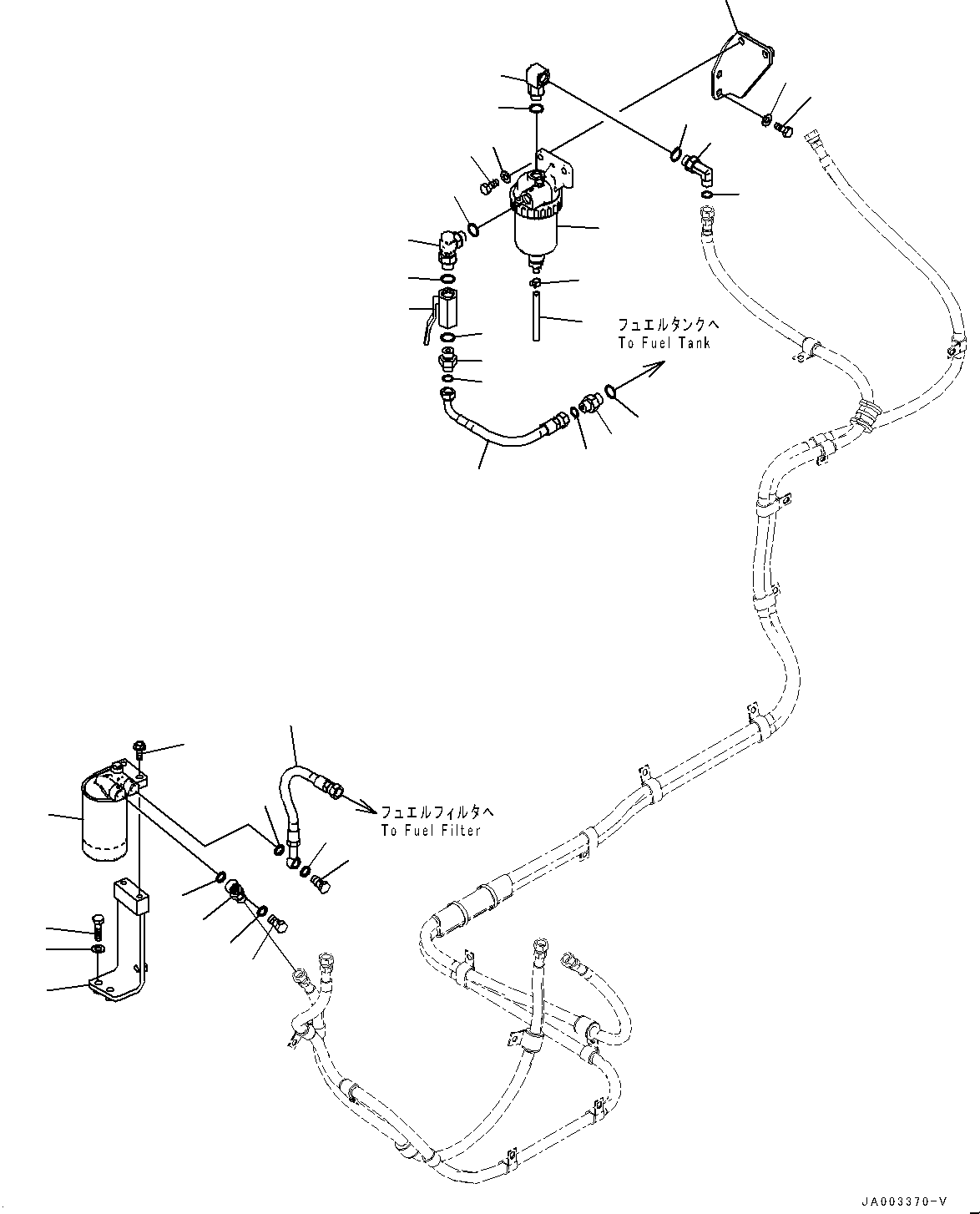 Bulldozers Komatsu / D31EX-22 S/N 60001-UP(0000137c) / Fuel Supply Piping, Water Separator (#60424-)(D004002 : D0200-002002)
