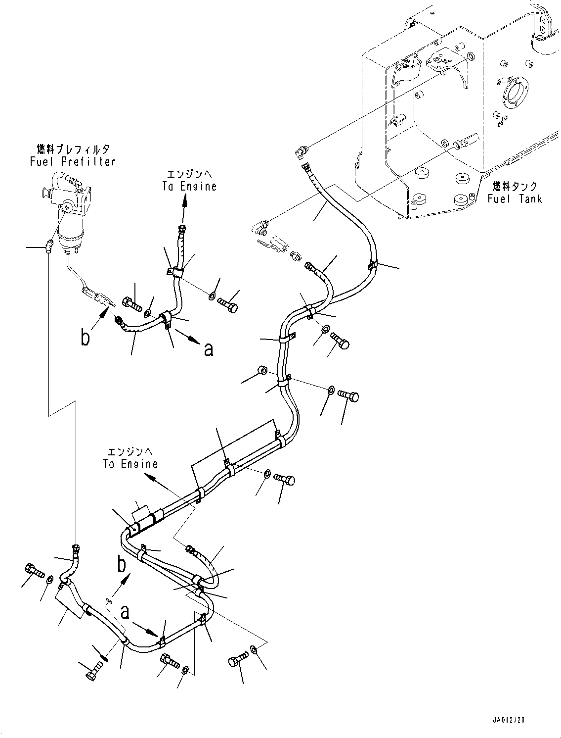 Bulldozers Komatsu / D31EX-22 S/N 60001-UP(0000137c) / Fuel Supply Piping, Piping (#60001-)(D005001 : D0200-003001)