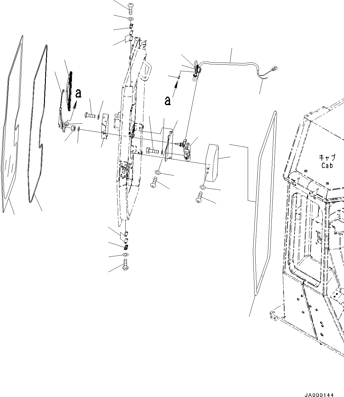 Bulldozers Komatsu / D31EX-22 S/N 60001-UP(0000137c) / ROPS Cab, Door Damper, Window and Wiper, R.H. (#60001-)(K011005 : K0210-004005)