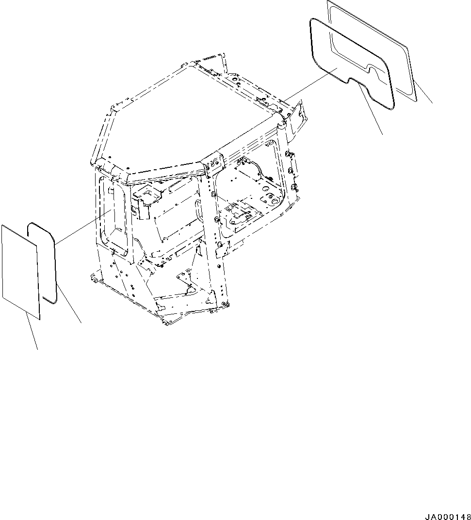 Bulldozers Komatsu / D31EX-22 S/N 60001-UP(0000137c) / ROPS Cab, Glass Window, Front and Rear (#60001-)(K014009 : K0210-011009)