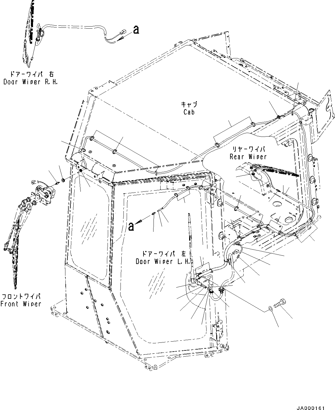 Bulldozers Komatsu / D31EX-22 S/N 60001-UP(0000137c) / ROPS Cab, Window Washer Hose (#60001-)(K011016 : K0210-004014)