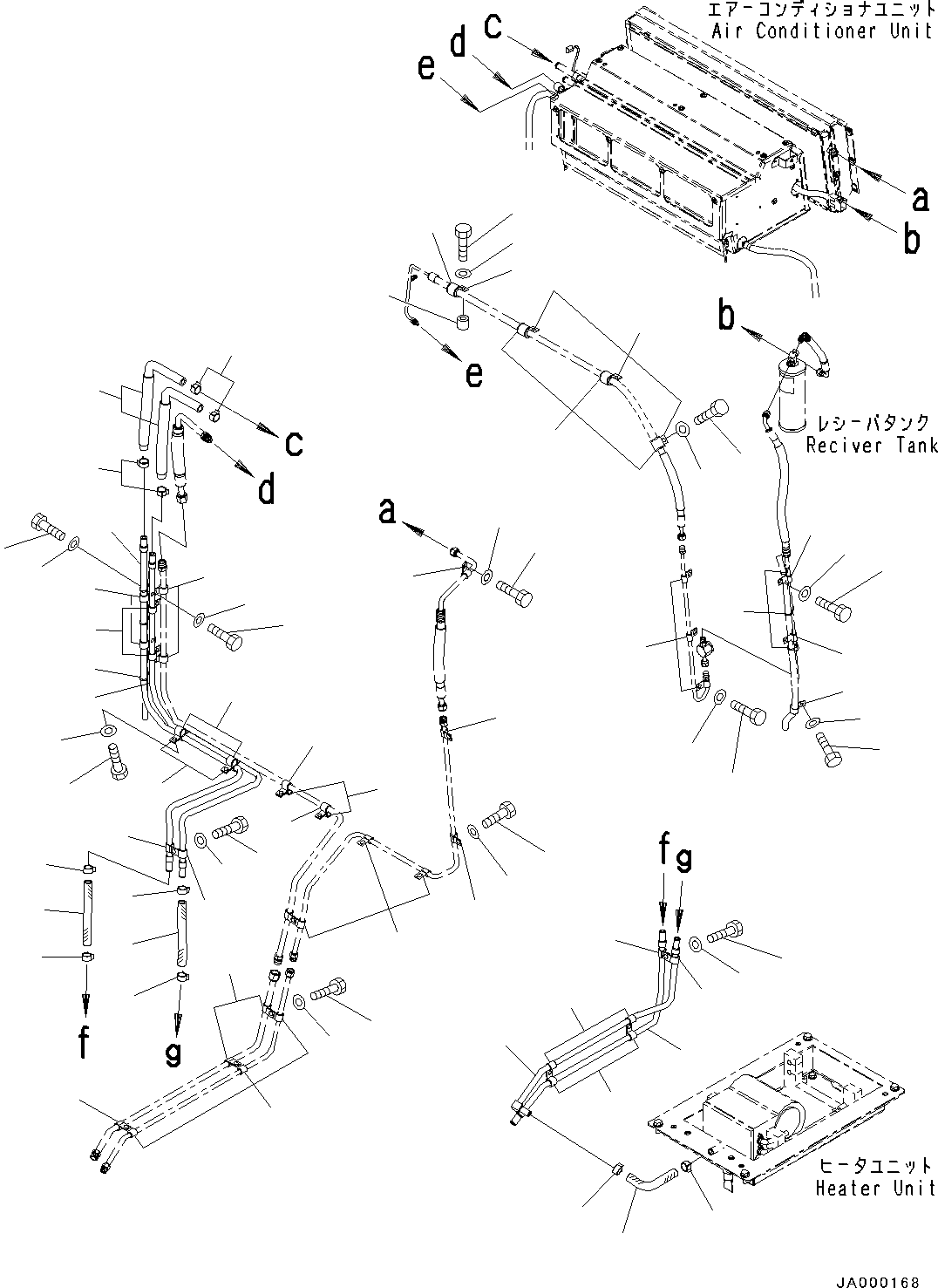 Bulldozers Komatsu / D31EX-22 S/N 60001-UP(0000137c) / ROPS Cab, Heater Piping (#60001-)(K011031 : K0210-004025)