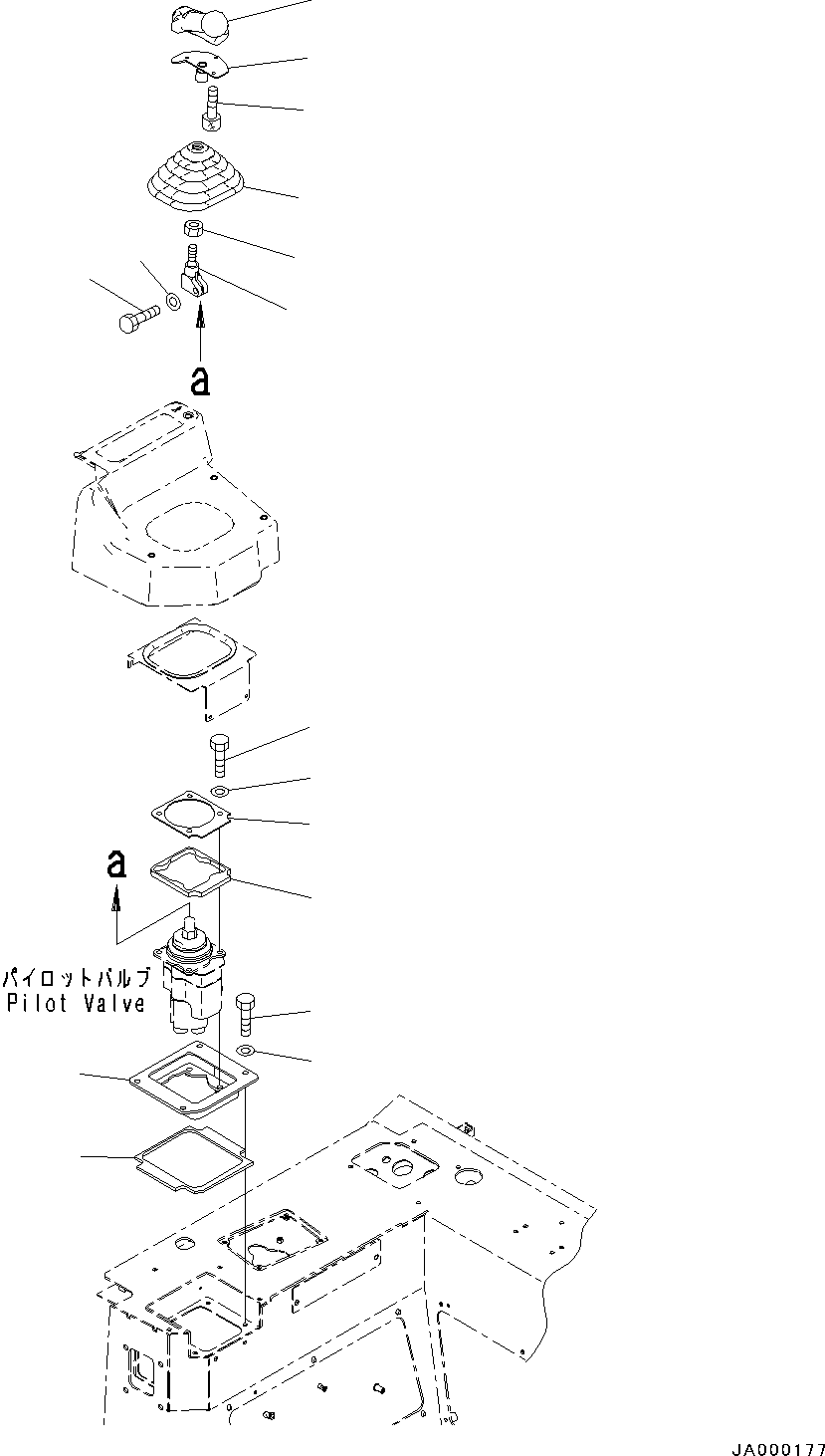 Bulldozers Komatsu / D31EX-22 S/N 60001-UP(0000137c) / ROPS Cab, Work Equipment Control Lever (#60001-)(K011047 : K0210-004036)