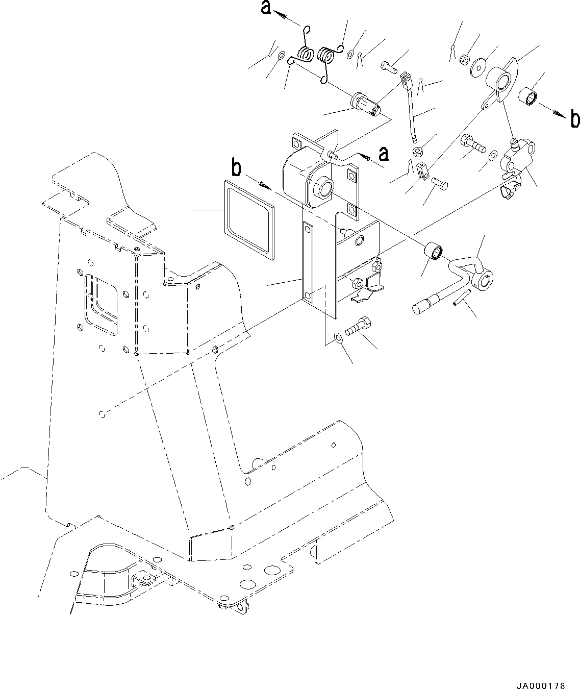 Bulldozers Komatsu / D31EX-22 S/N 60001-UP(0000137c) / ROPS Canopy, Work Equipment Lock Lever (#60001-)(K021014 : K0410-008014)
