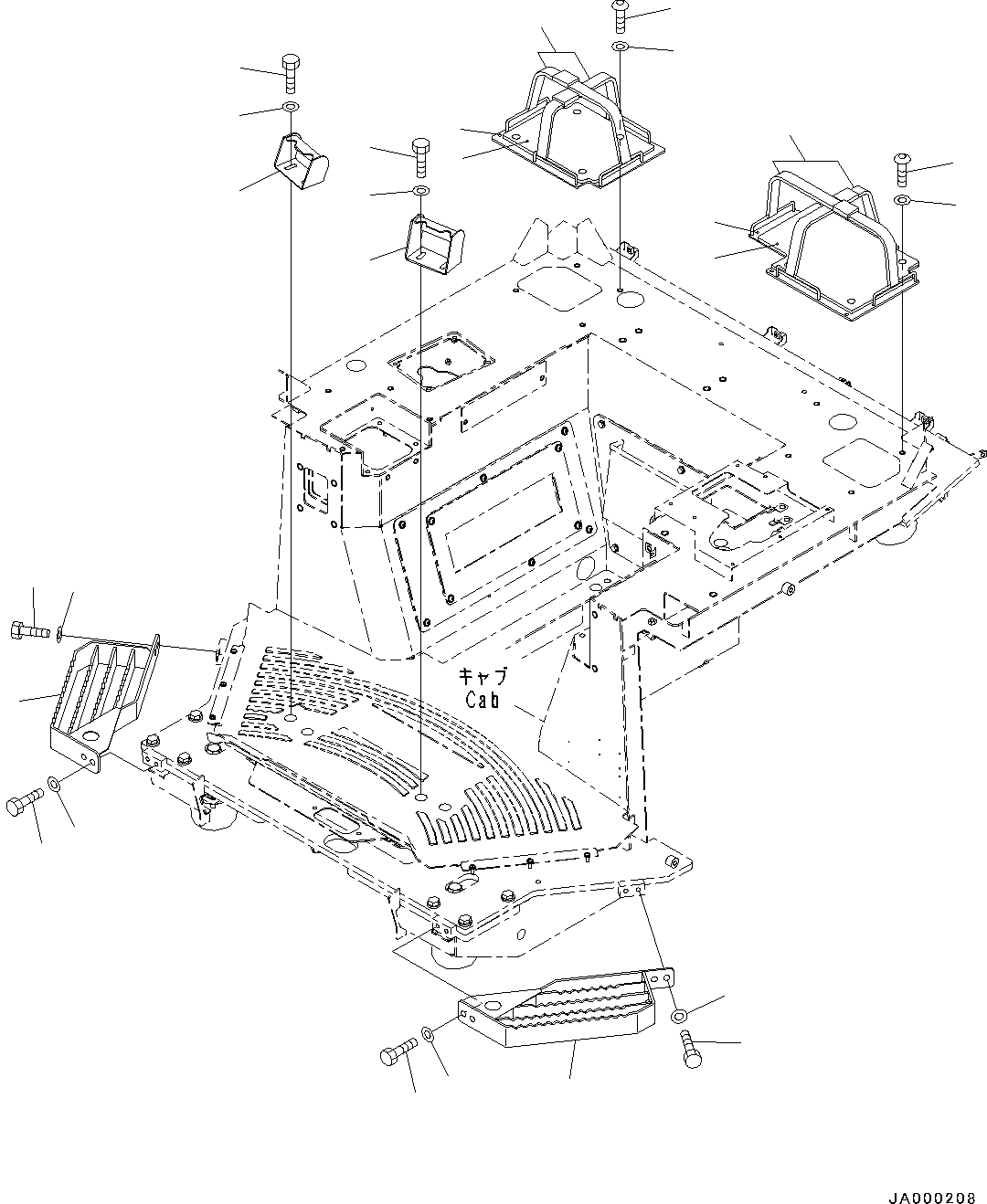 Bulldozers Komatsu / D31EX-22 S/N 60001-UP(0000137c) / ROPS Cab, Steps and Lunch Box Fixed Belts (#60001-)(K011070 : K0210-004057)