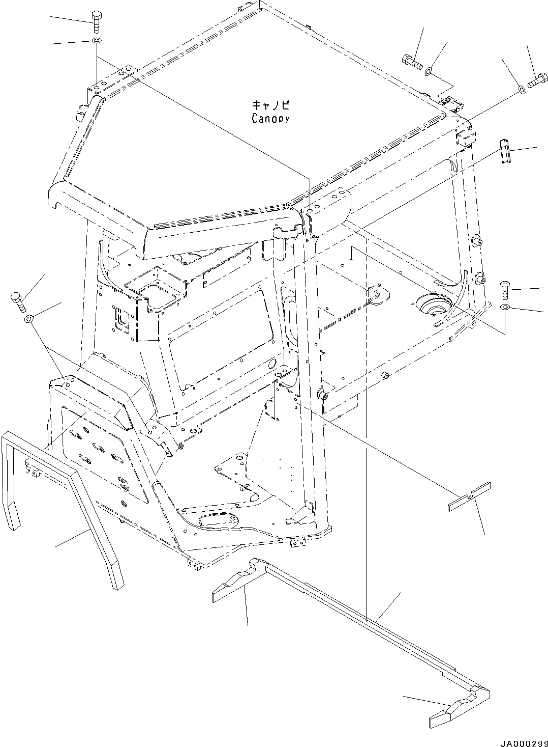 Bulldozers Komatsu / D31EX-22 S/N 60001-UP(0000137c) / ROPS Canopy, Plug and Outside Seal (#60001-)(K017004 : K0410-003004)