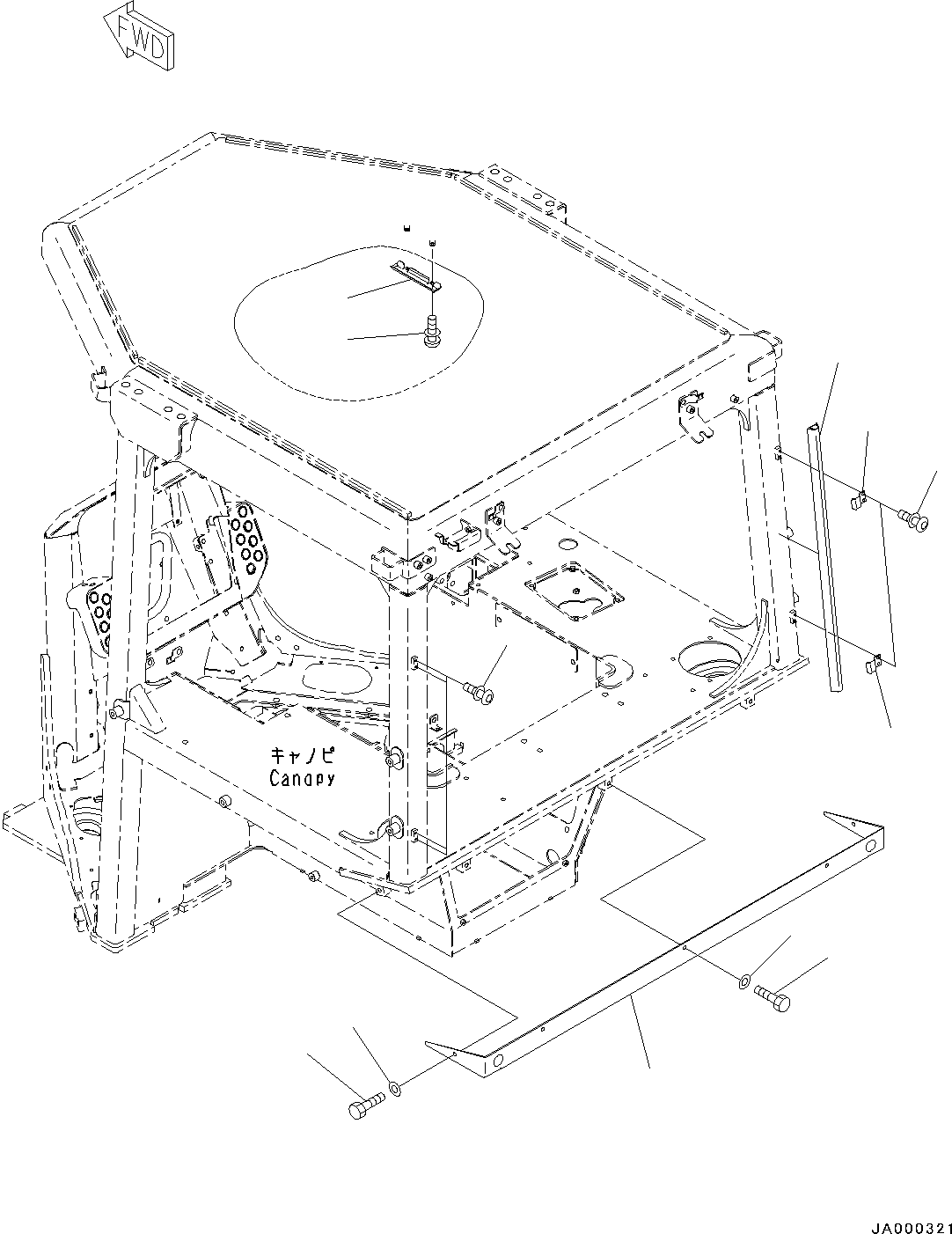 Bulldozers Komatsu / D31EX-22 S/N 60001-UP(0000137c) / ROPS Canopy, Cover (#60001-)(K021005 : K0410-008005)