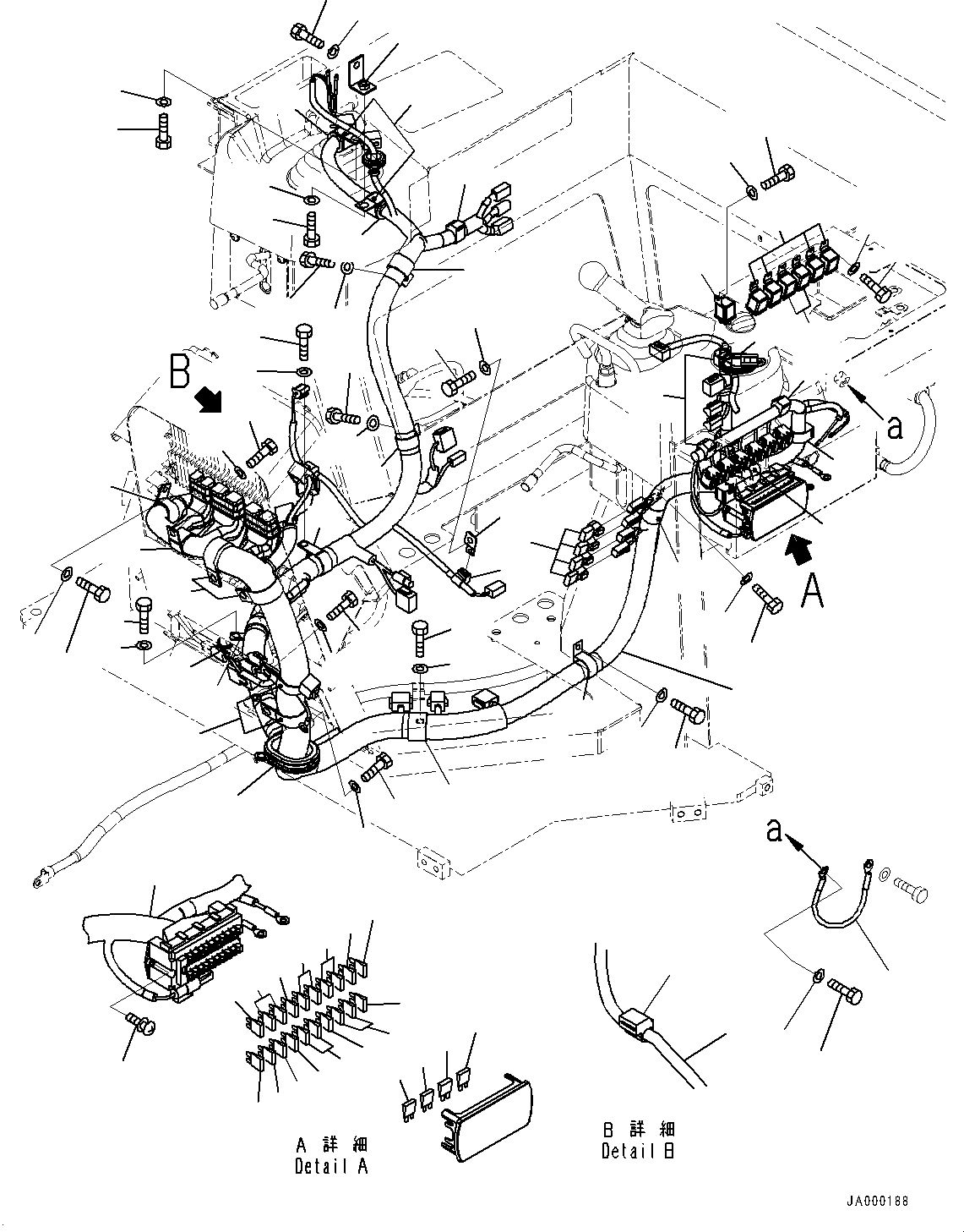 Bulldozers Komatsu / D31EX-22 S/N 60001-UP(0000137c) / ROPS Canopy, Work Equipment and Steering Control Wiring Harness (#60001-)(K017021 : K0410-003020)