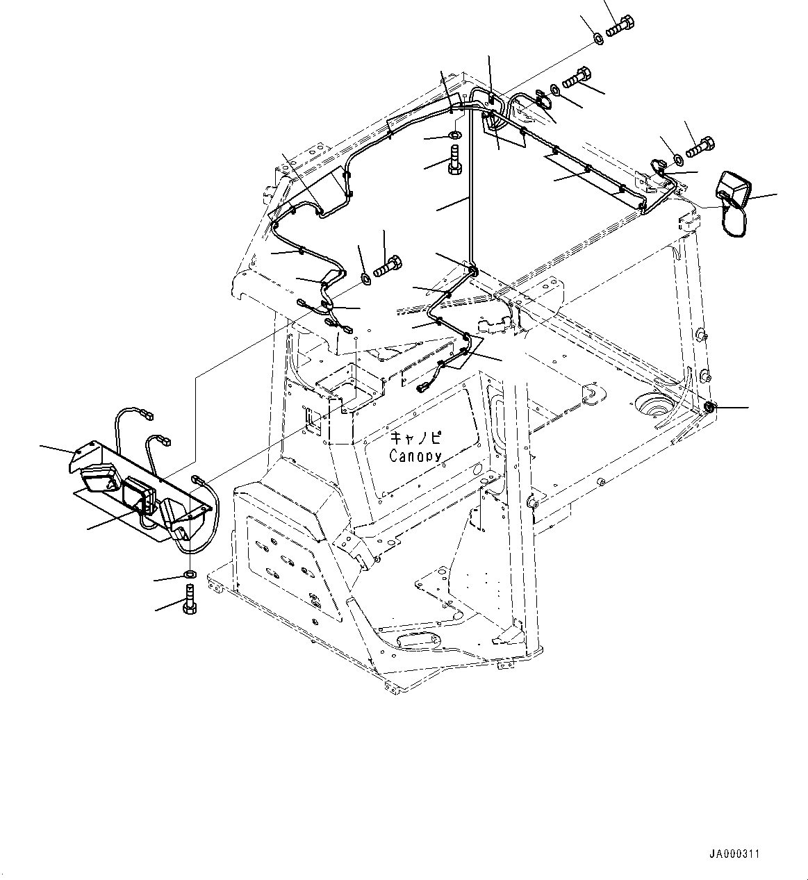 Bulldozers Komatsu / D31EX-22 S/N 60001-UP(0000137c) / ROPS Canopy, Working Lamp (#60001-)(K017032 : K0410-003031)