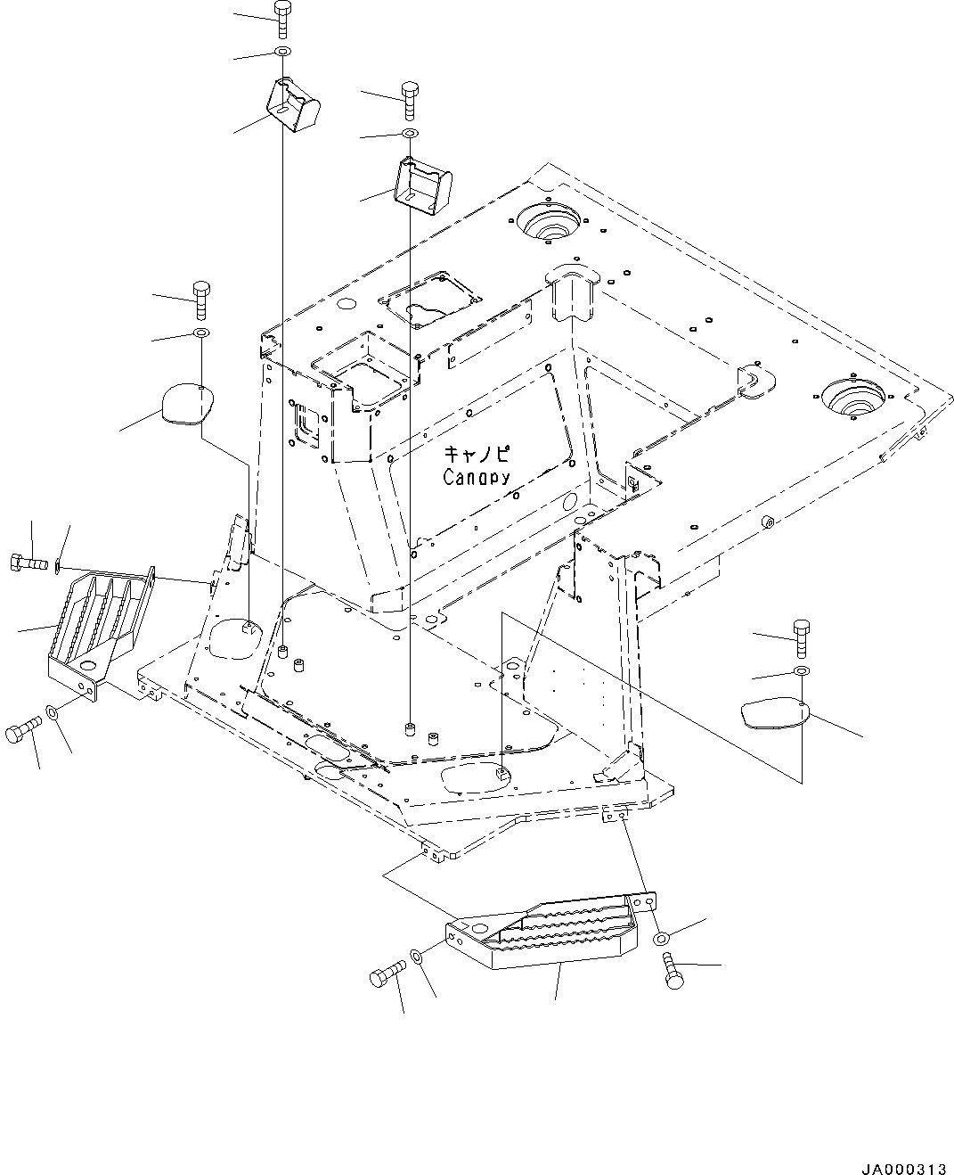 Bulldozers Komatsu / D31EX-22 S/N 60001-UP(0000137c) / ROPS Canopy, Floor Frame Inside Cover (#60001-)(K020035 : K0410-006034)
