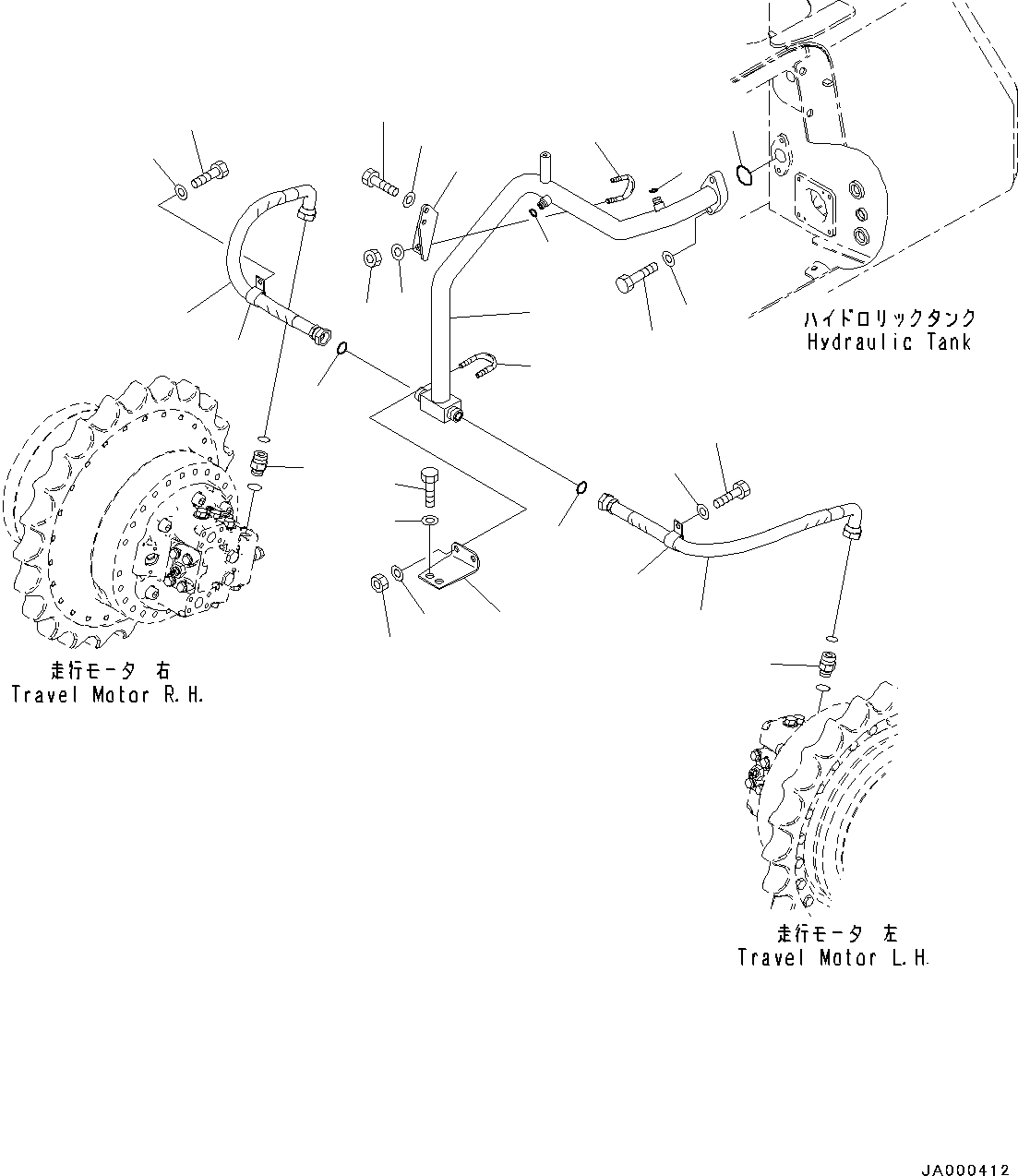 Bulldozers Komatsu / D31PX-22 S/N 60001-UP(0000138c) / Travel Motor Drain Piping, Travel Motor  Piping (#60001-)(H010002 : H0340-002002)