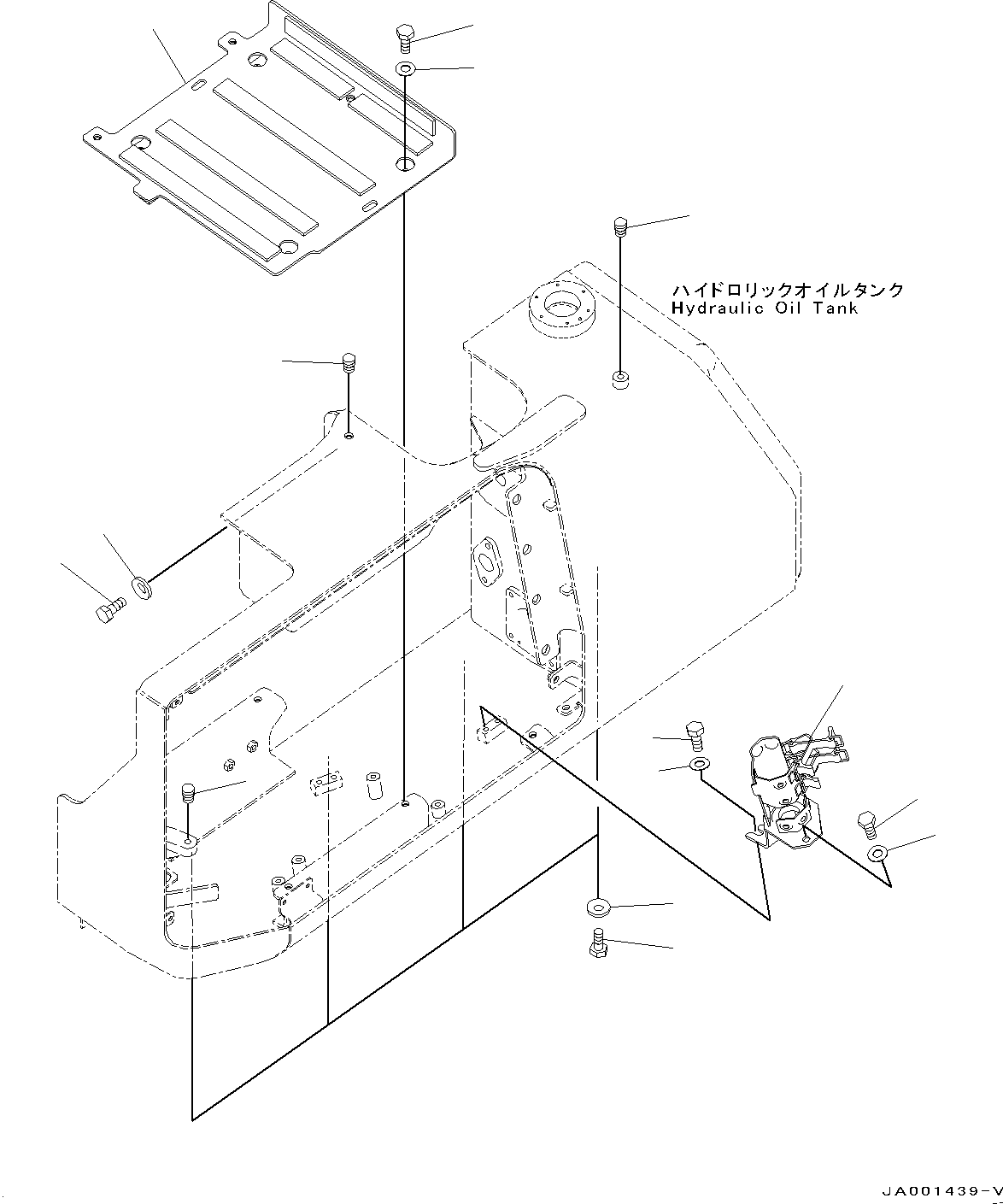 Bulldozers Komatsu / D37PX-22 S/N 60001-UP(0000141c) / Hydraulic Tank, Holder (#60001-)(H001002 : H0110-001002)