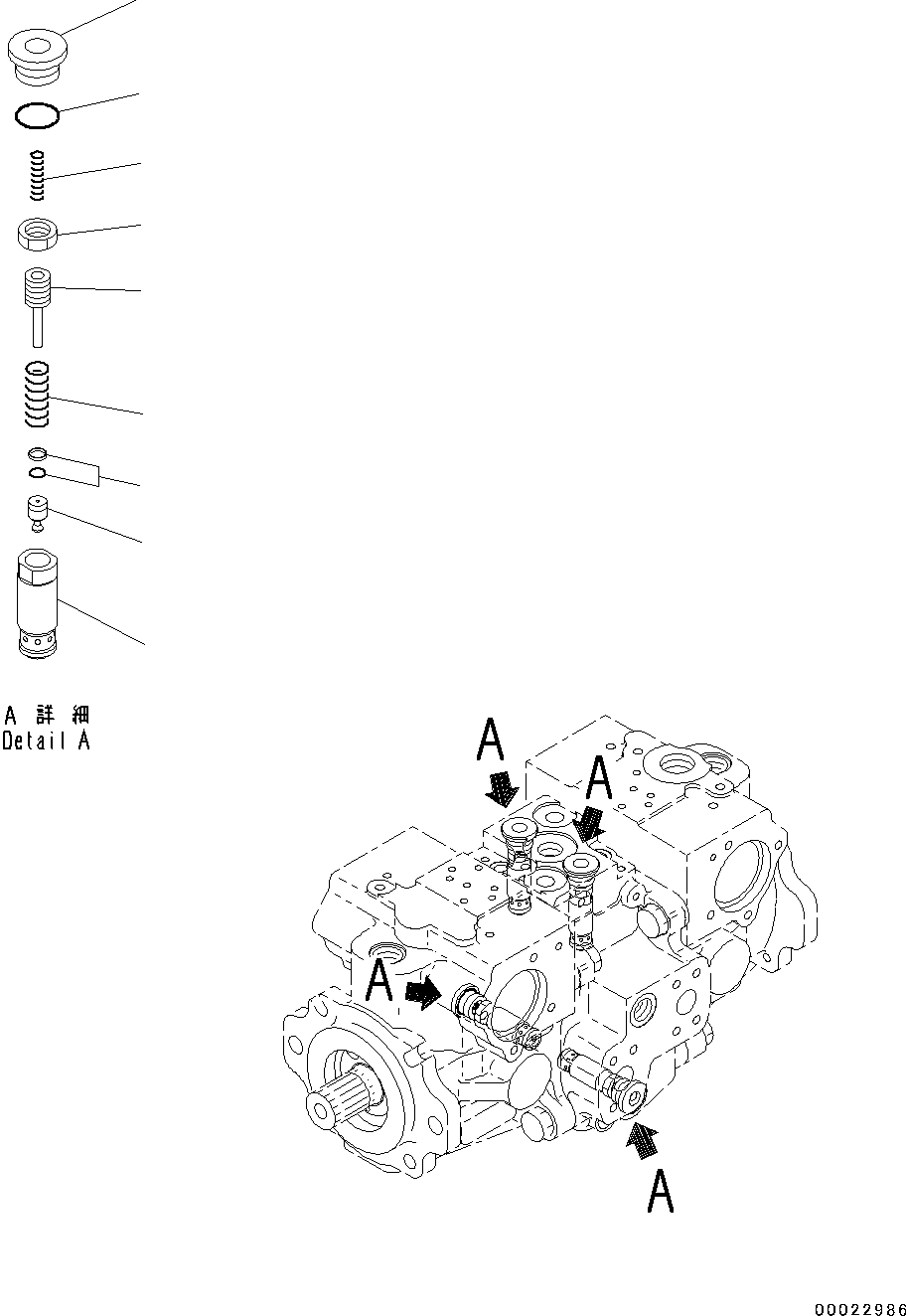 Bulldozers Komatsu / D37PX-22 S/N 60001-UP(0000141c) / Hydraulic Pump, HST Pump (11/14) (#60001-)(H004011 : H0210-001011)