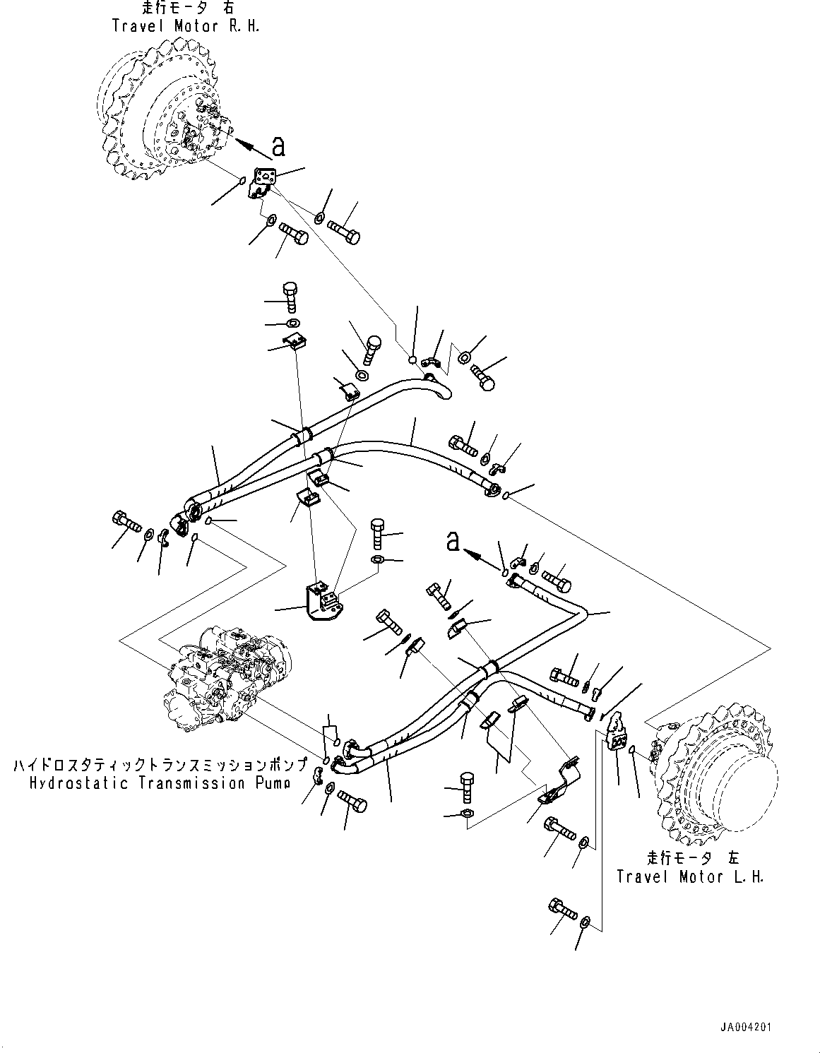 Bulldozers Komatsu / D37PX-22 S/N 60001-UP(0000141c) / Travel Motor Piping,  (#60472-)(H008002 : H1310-001001A)