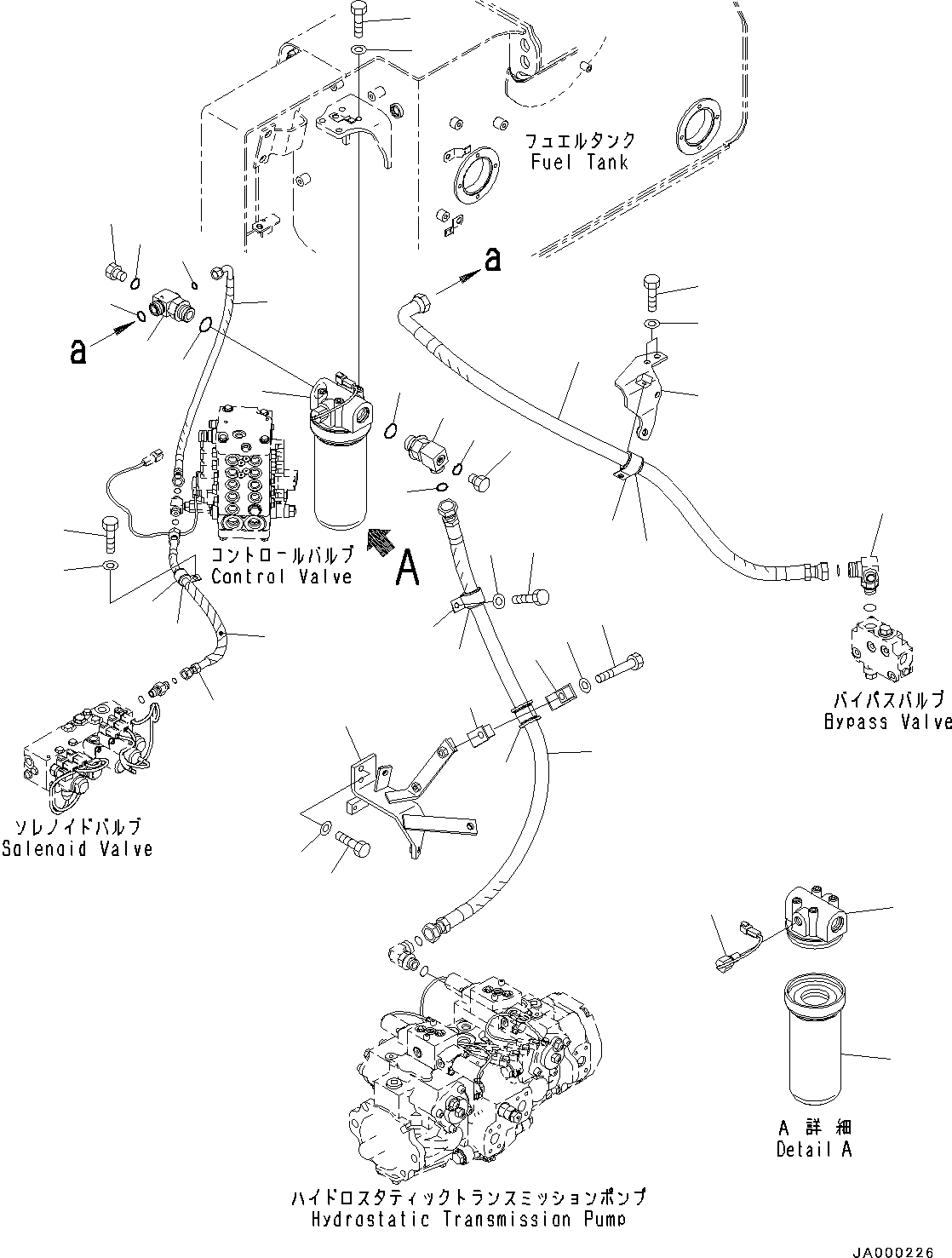 Bulldozers Komatsu / D37PX-22 S/N 60001-UP(0000141c) / Proportional Pressure Control (PPC) Piping, Charge Filter (#60001-)(H009003 : H1840-001003)