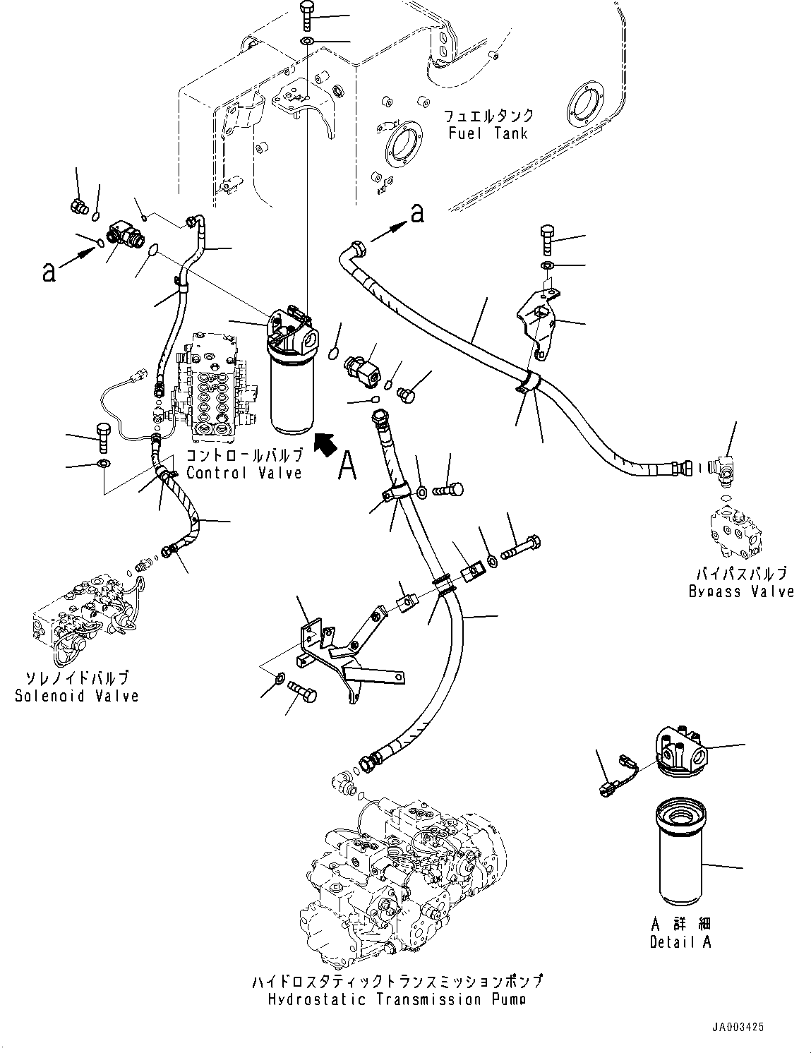 Bulldozers Komatsu / D37PX-22 S/N 60001-UP(0000141c) / Proportional Pressure Control (PPC) Piping, Charge Filter (#60001-)(H011003 : H1840-003003)