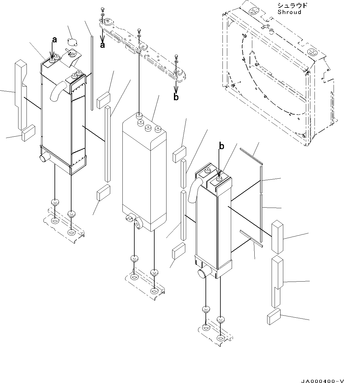 Bulldozers Komatsu / D37PX-22 S/N 60001-UP (EU Spec.)(0000142c) / Cooling System, Radiator Core and Aftercooler (#60001-)(C001001 : C0100-001001)