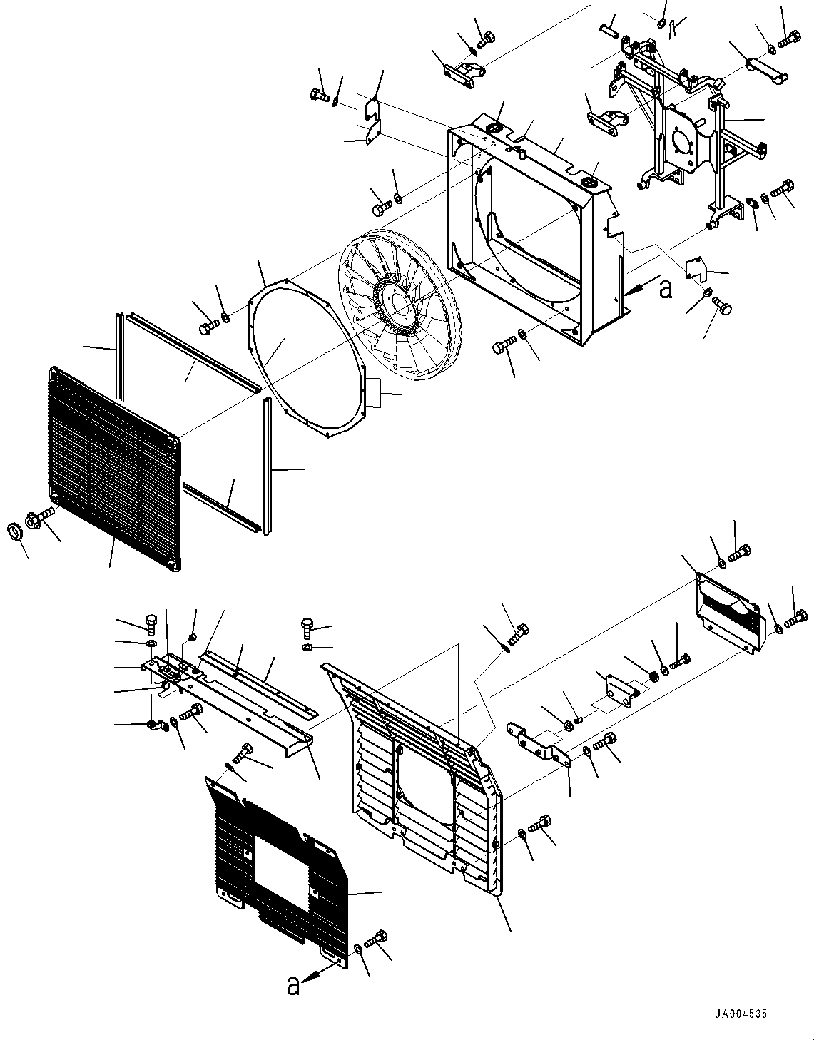 Bulldozers Komatsu / D37PX-22 S/N 60001-UP (EU Spec.)(0000142c) / Cooling System, Grille, Mask and Radiator Cover (#60001-)(C002008 : C0100-002008)