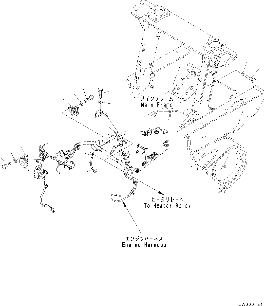 Bulldozers Komatsu / D37PX-22 S/N 60001-UP (EU Spec.)(0000142c) / Electric Wiring Harness, Relay and Horn (#60001-)(E003003 : E0200-002003)
