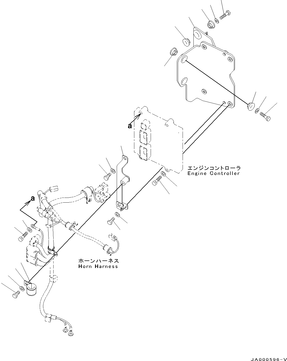 Bulldozers Komatsu / D37PX-22 S/N 60001-UP (EU Spec.)(0000142c) / Electric Wiring Harness, Engine Control Pedal Mounting (#60001-)(E003004 : E0200-002004)