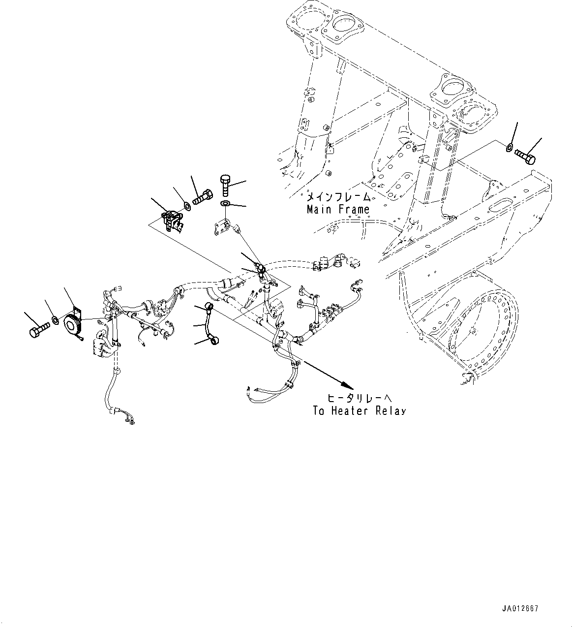 Bulldozers Komatsu / D37PX-22 S/N 60001-UP (EU Spec.)(0000142c) / Electric Wiring Harness, Relay and Horn (#60001-)(E005003 : E0200-004003)