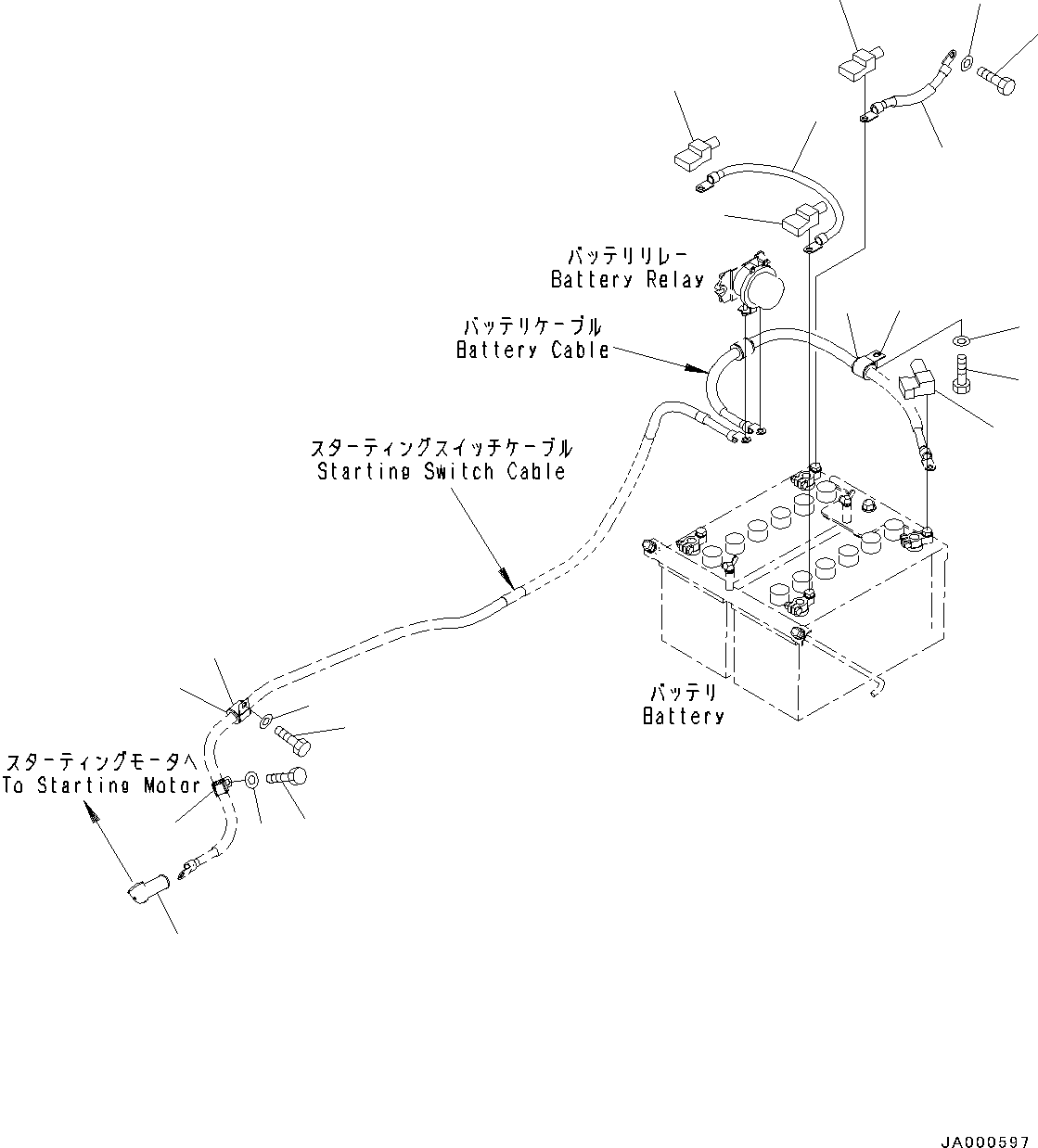 Bulldozers Komatsu / D37PX-22 S/N 60001-UP (EU Spec.)(0000142c) / Battery Electric Wiring Harness (#60001-)(E007001 : E0210-001001)