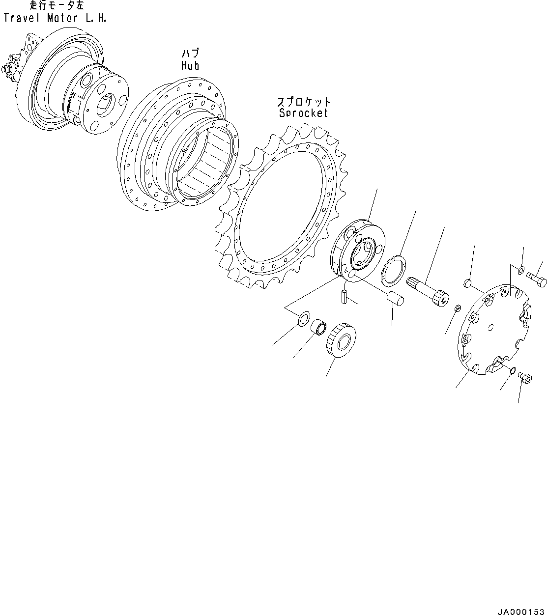 Bulldozers Komatsu / D37PX-22 S/N 60001-UP (EU Spec.)(0000142c) / Final Drive, Carrier, L.H. (#60001-)(F001002 : F2380-001002)