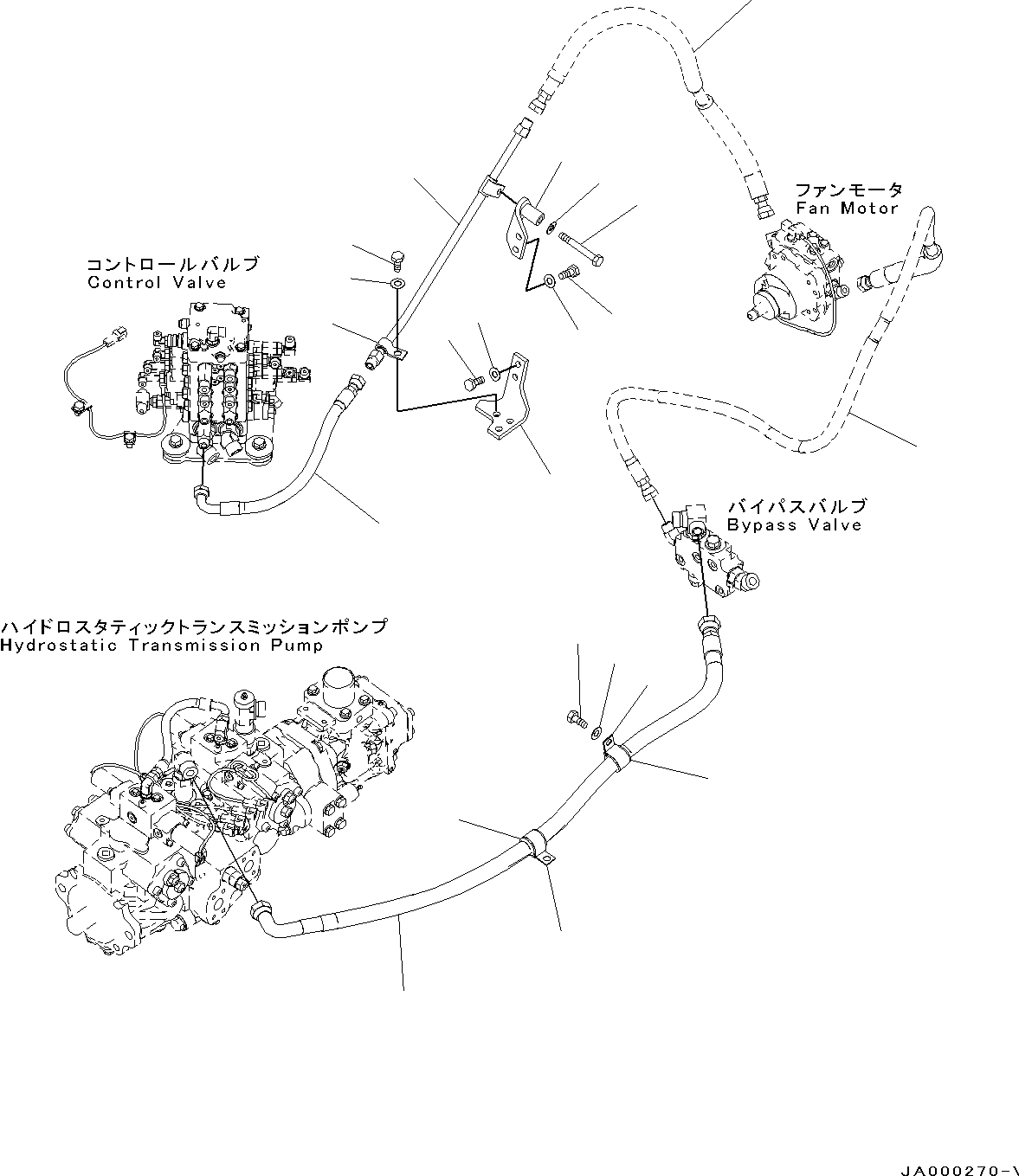 Bulldozers Komatsu / D37PX-22 S/N 60001-UP (EU Spec.)(0000142c) / Hydraulic Oil Cooler Piping, Piping (#60001-)(H006005 : H0320-001005)