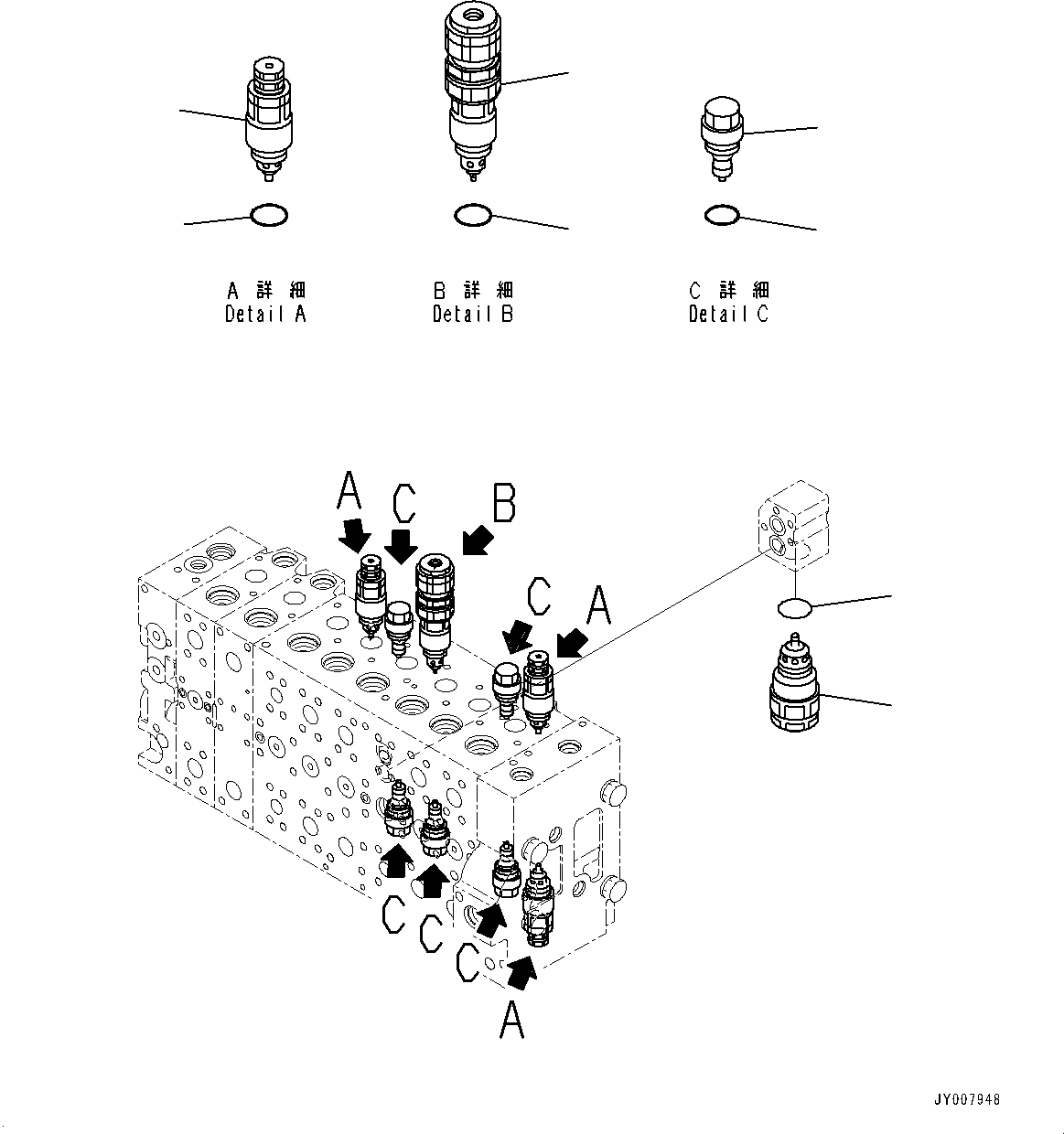 Excavators Komatsu / PC400LC-8 S/N 70001-UP(0000159c) / Control Valve, Inner Parts (12/24) (#70001-)(H007013 : H0120-006012)
