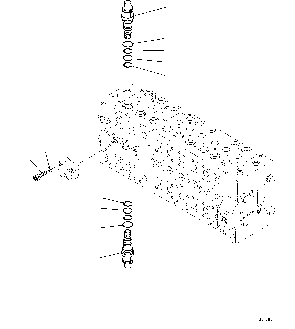 Excavators Komatsu / PC400LC-8 S/N 70001-UP(0000159c) / Control Valve, Inner Parts (24/25) (#70001-)(H006026 : H0120-007024)