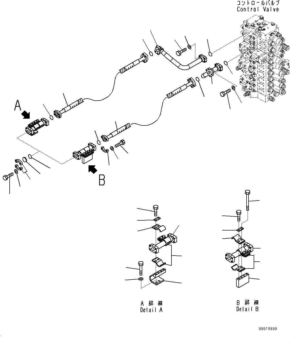 Excavators Komatsu / PC400LC-8 S/N 70001-UP(0000159c) / 2-additional Actuator Piping (#70001-)(H037001 : H1272-001001)