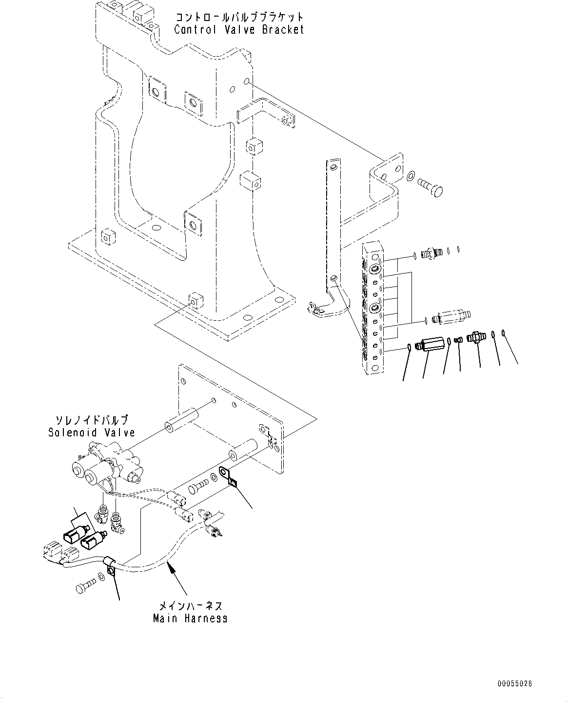 Excavators Komatsu / PC400LC-8 S/N 70001-UP(0000159c) / Solenoid Valve Piping, (2/2) (#70001-)(H046002 : H1832-001002)