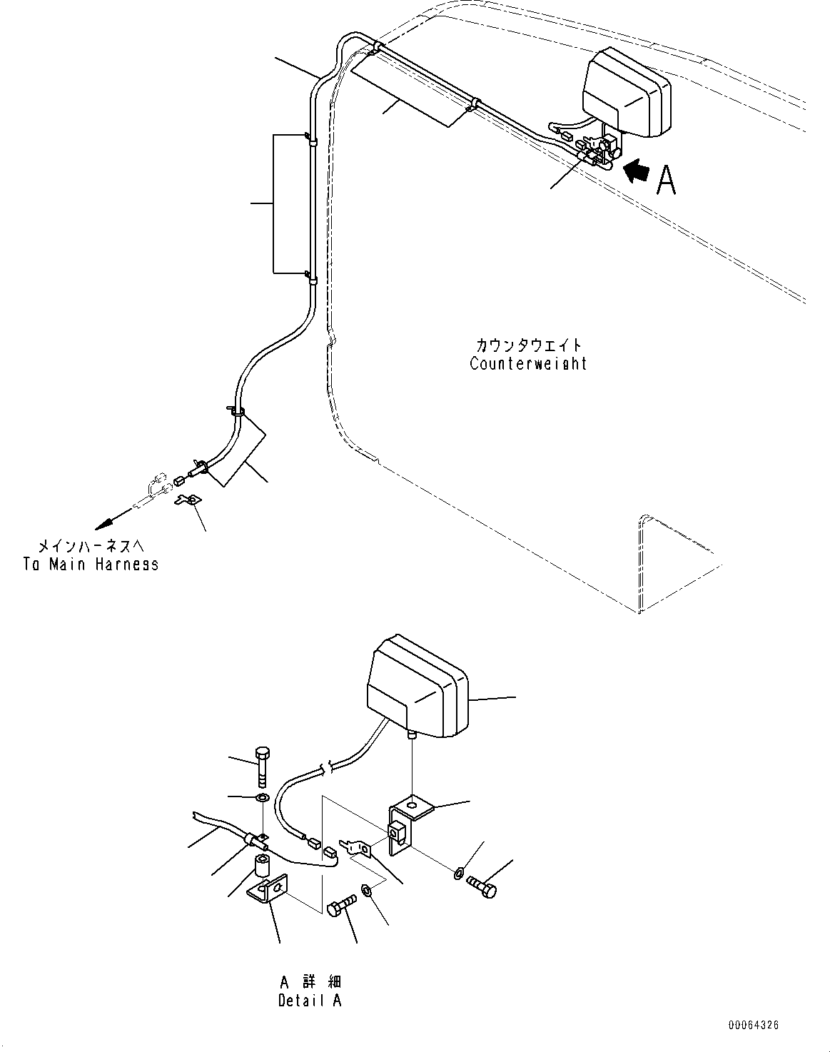 Excavators Komatsu / PC400-8 S/N 70001-UP(0000160c) / Additional Rear Working Lamp (#70001-)(E009001 : E0320-001001)