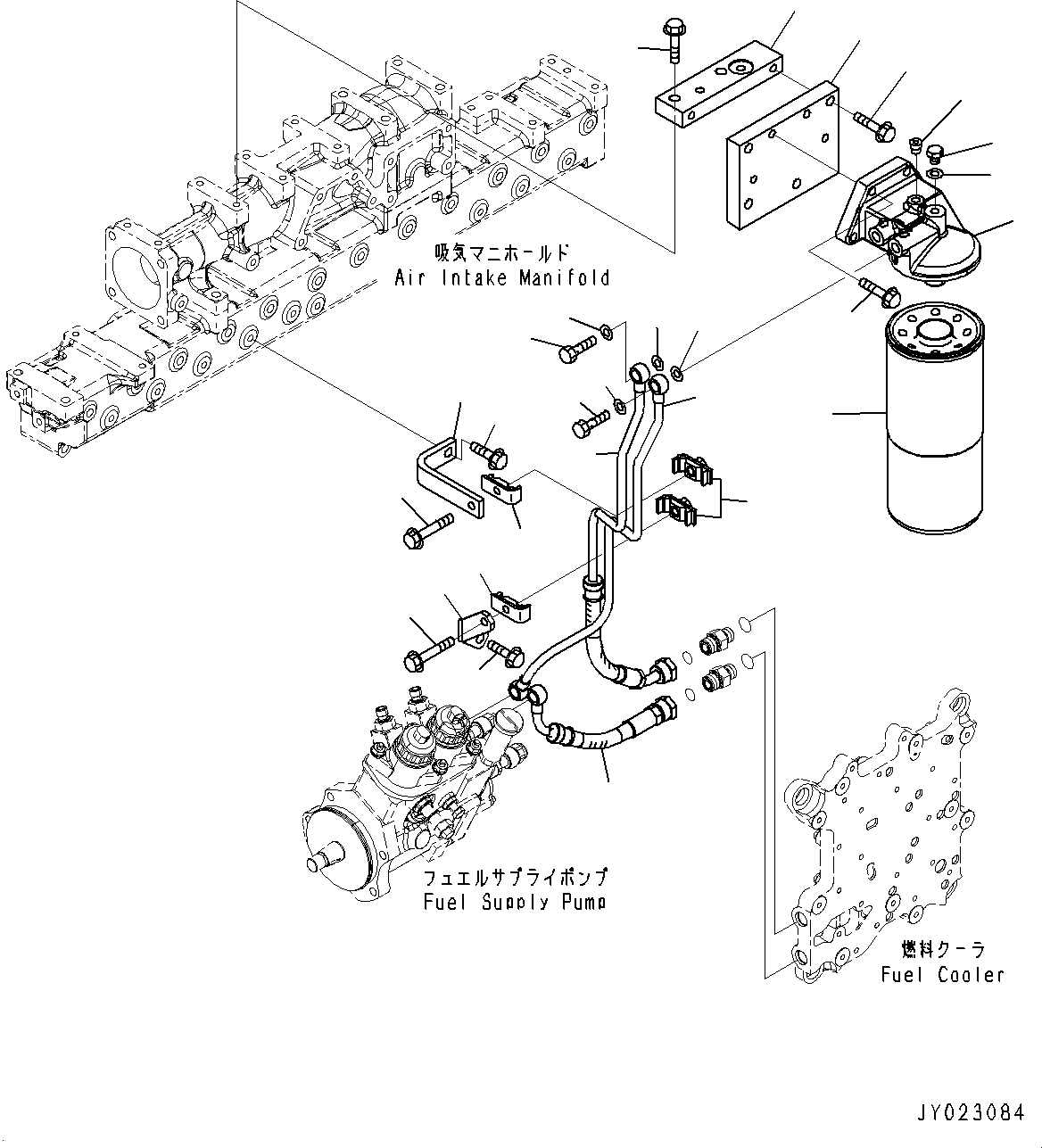 Engines Komatsu / SAA6D125E-5F S/N 562304-UP (For PC400-8/PC400LC-8/PC450-8/PC450LC-8/PC550LC-8)(0000161c) / Fuel Filter Piping (#567481-)(D002001 : A4110-003001)