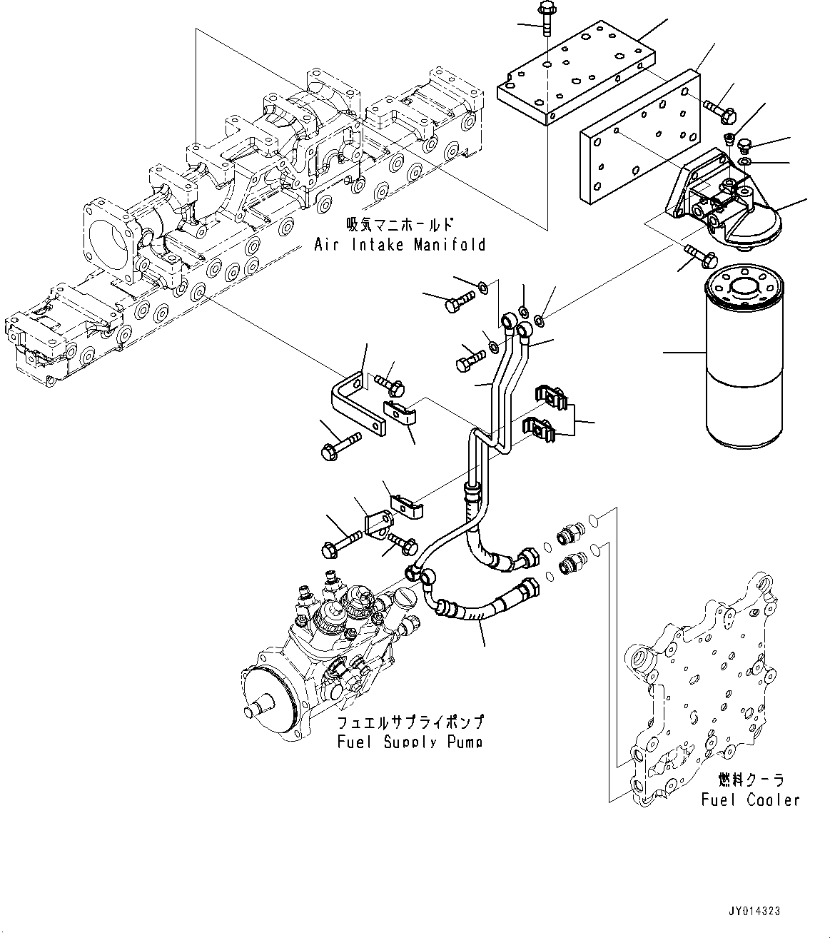 Engines Komatsu / SAA6D125E-5F S/N 562304-UP (For PC400-8/PC400LC-8/PC450-8/PC450LC-8/PC550LC-8)(0000161c) / Fuel Filter Piping (#566722-)(D003001 : A4110-002001)