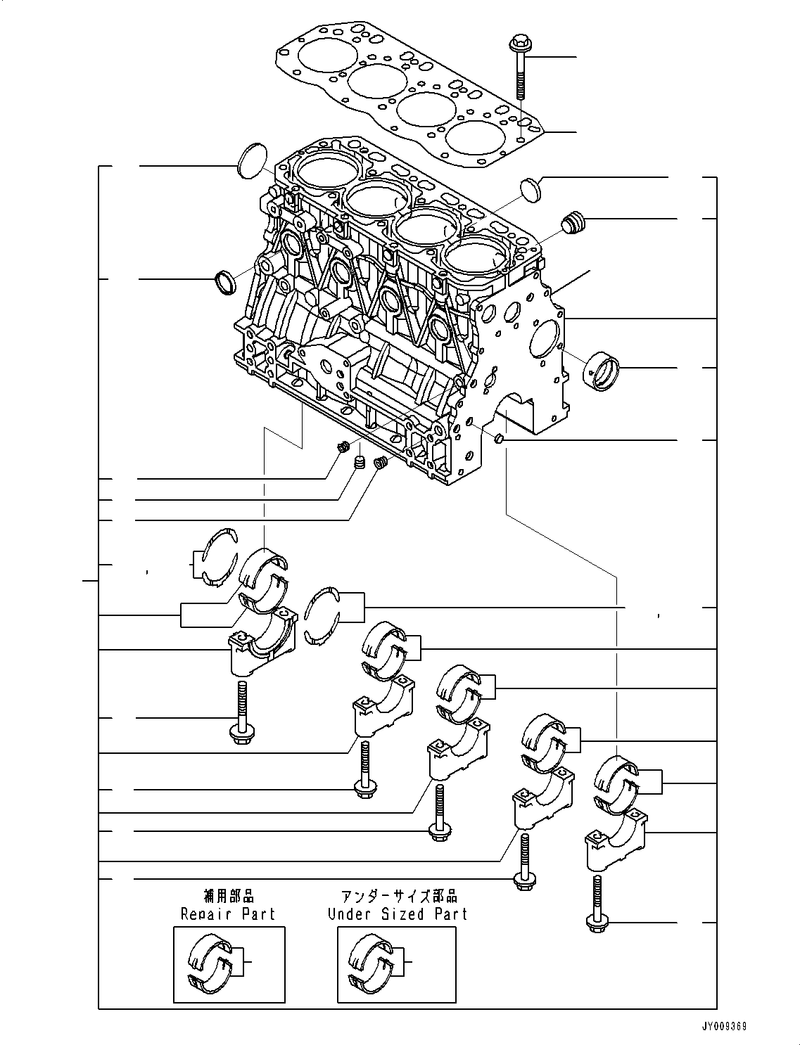 Engines Komatsu / 4D88E-6 S/N 14803-UP (For PC45MR-3/PC55MR-3)(0000171c) / Engine, Gauge Cylinder (#14803-)(AA02001 : A0100-002001)