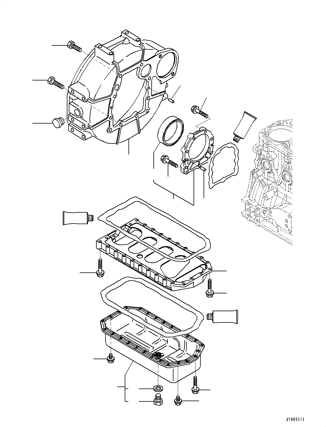 Engines Komatsu / 4D88E-6 S/N 14803-UP (For PC45MR-3/PC55MR-3)(0000171c) / Engine, Flywheel Housing and Oil Pan (#14803-)(AA02003 : A0100-002003)