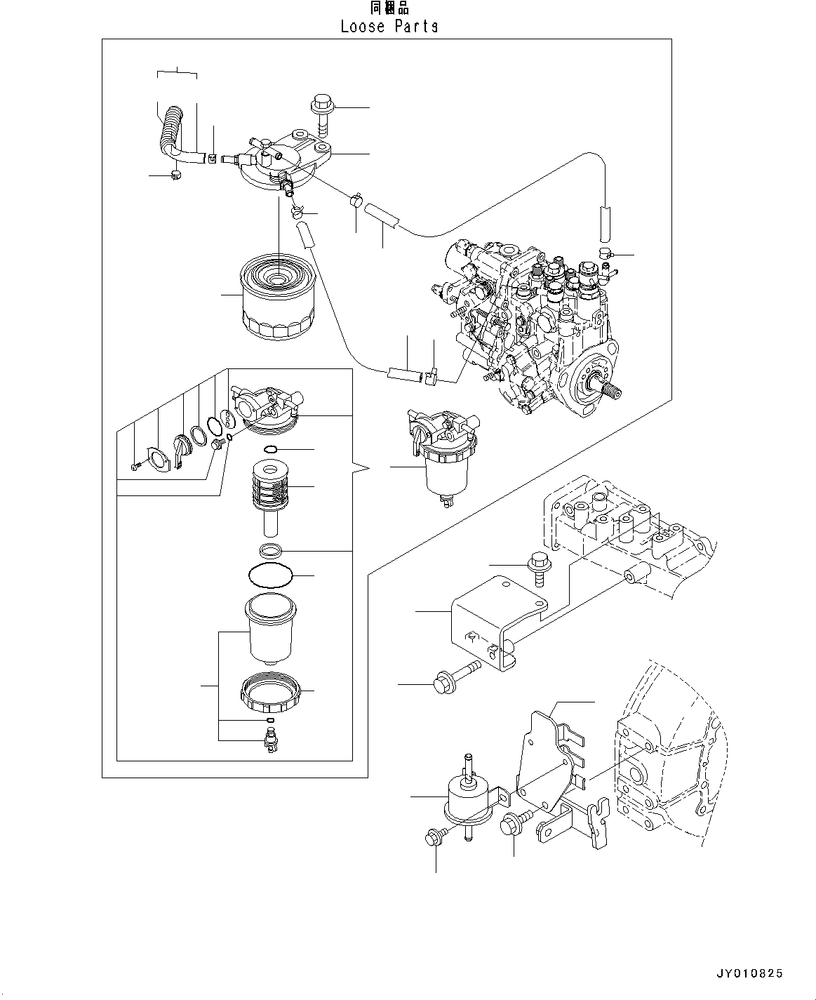 Engines Komatsu / 4D88E-6 S/N 14803-UP (For PC45MR-3/PC55MR-3)(0000171c) / Engine, Fuel Filter Piping (#14803-)(AA01014 : A0100-001014)