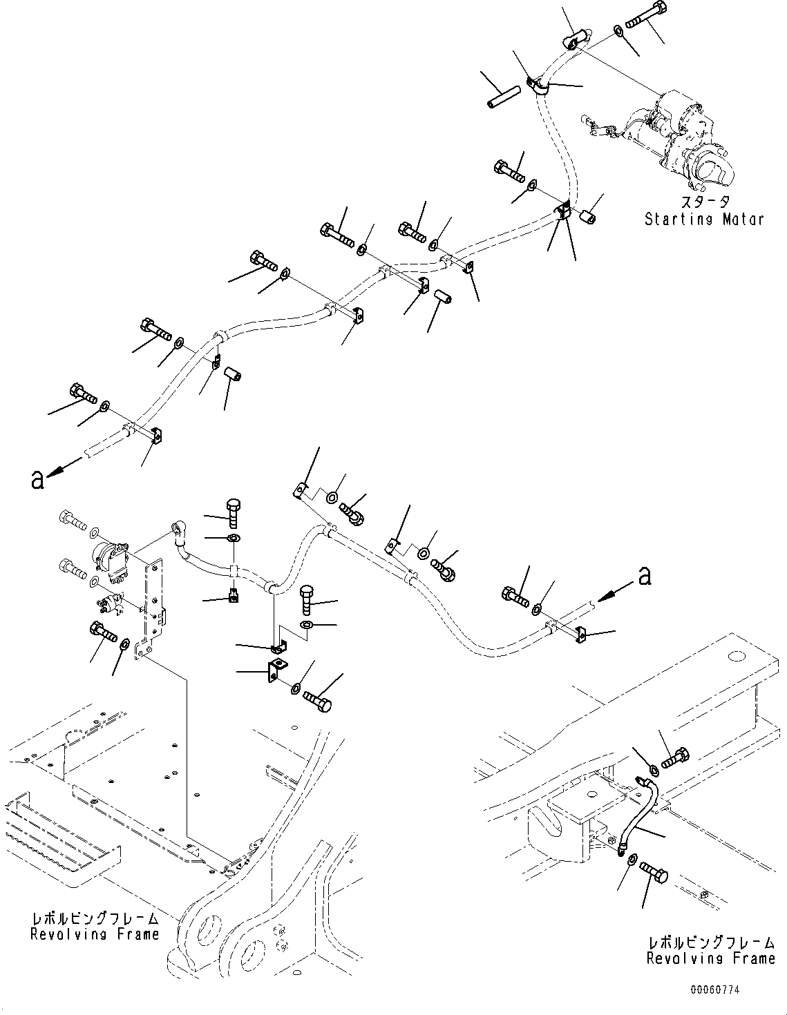 Excavators Komatsu / PC450-8 S/N 70001-UP(0000174c) / Electric Wiring Harness, Starting Wiring Harness Clamp (#70001-70217)(E004001 : E0200-001001)