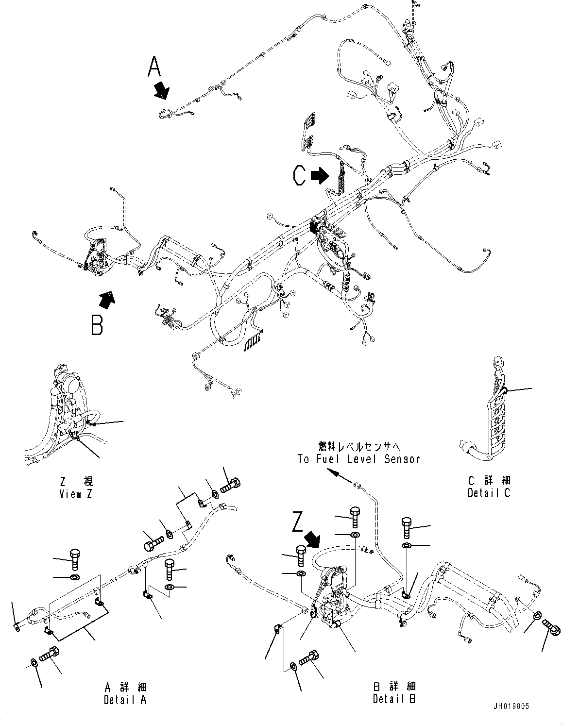 Excavators Komatsu / PC450-8 S/N 70001-UP(0000174c) / Electric Wiring Harness, Main Wiring Harness Clamp (4/4) (#71762-)(E004010 : E0200-001005C)