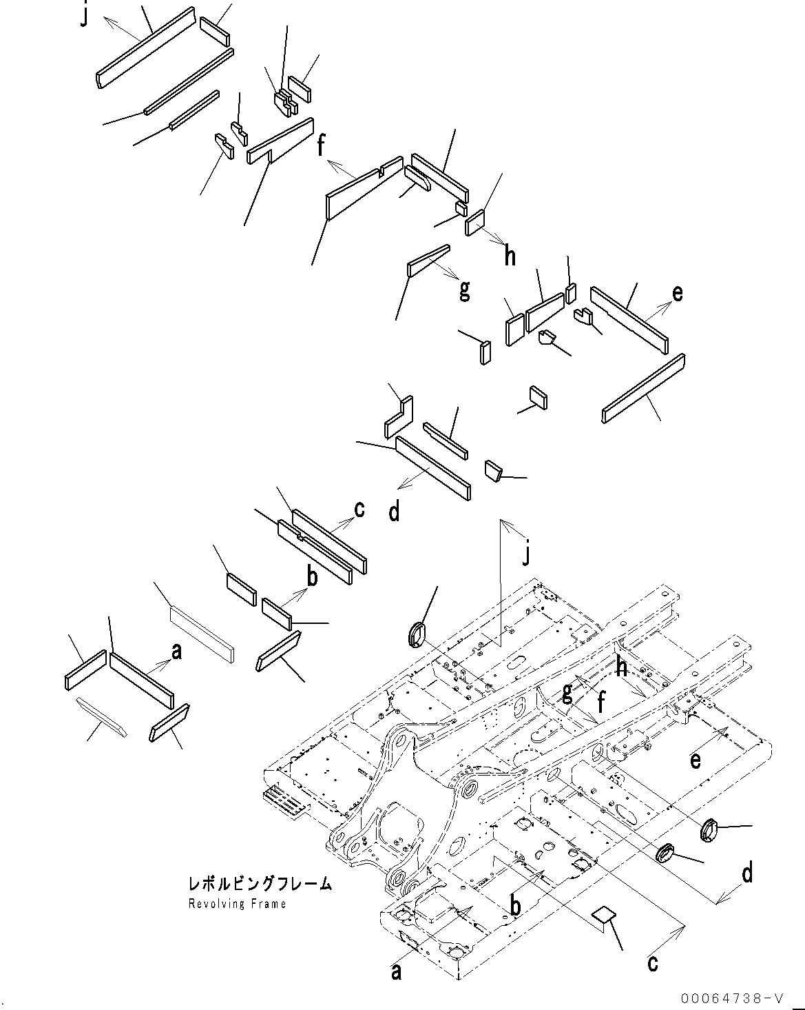 Excavators Komatsu / PC450-8 S/N 70001-UP(0000174c) / Revolving Frame, Sheet (#70001-71135)(J002002 : J1110-002002)