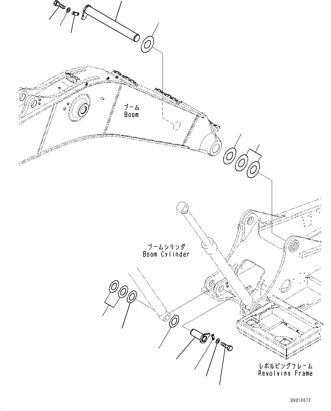 Excavators Komatsu / PC450-8 S/N 70001-UP(0000174c) / Boom Foot Pin (#70001-)(J004001 : J1310-002001)