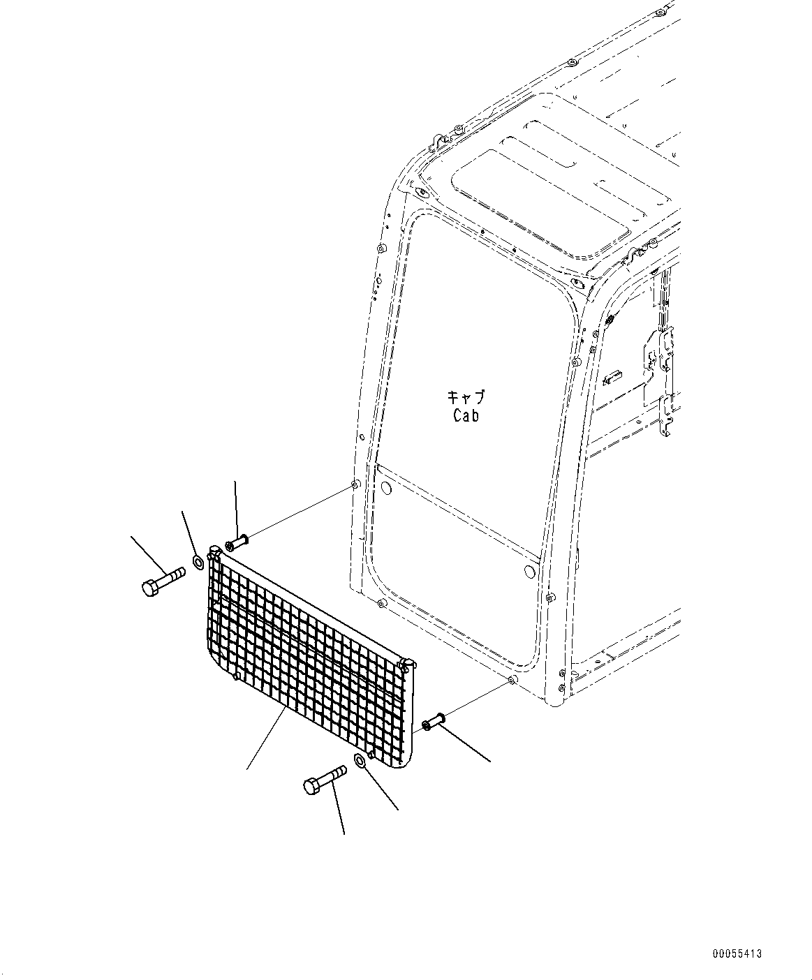 Excavators Komatsu / PC450-8 S/N 70001-UP(0000174c) / Front Guard (#70001-)(K011001 : K0230-002001)