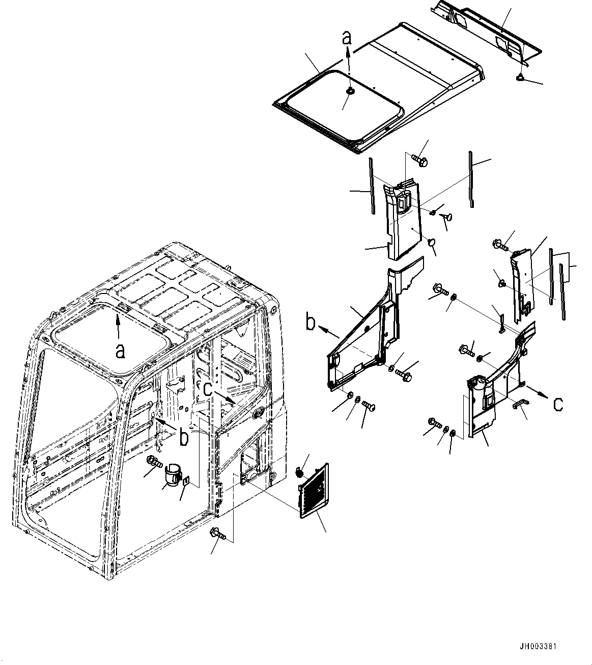 Excavators Komatsu / PC450-8 S/N 70001-UP(0000174c) / Cab, Roof Cover and Air Intake (#70001-70462)(K026018 : K1110-013011)