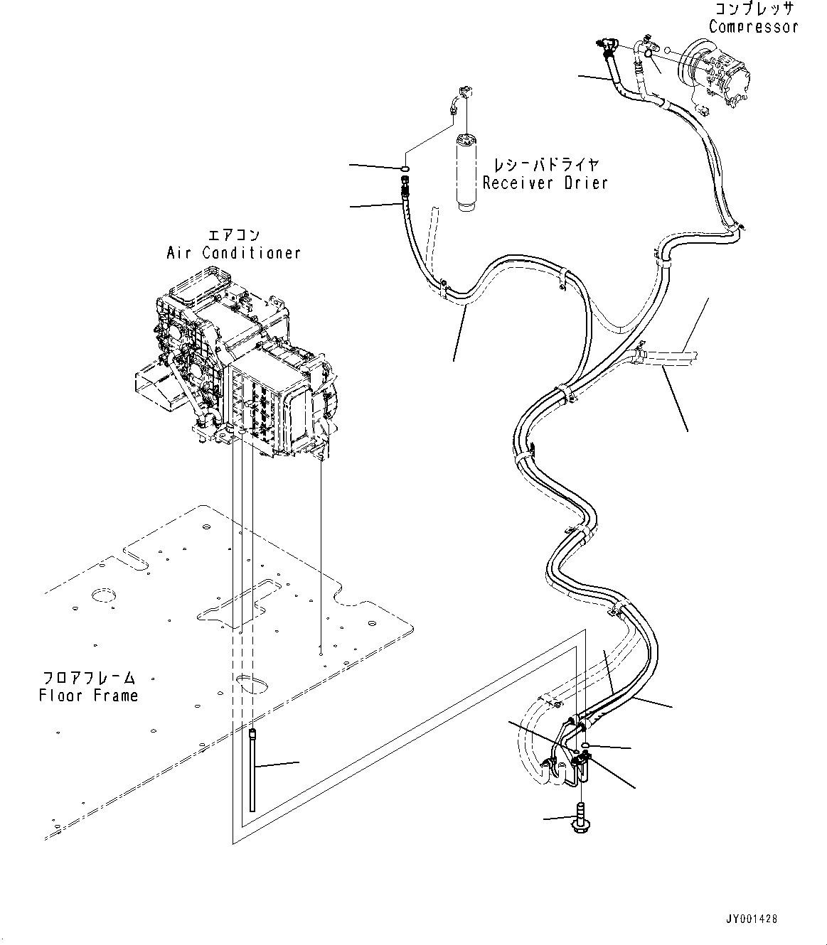 Excavators Komatsu / PC450-8 S/N 70001-UP(0000174c) / Cab, Floor, Air Conditioner Piping (#70001-)(K023065 : K1110-016047)